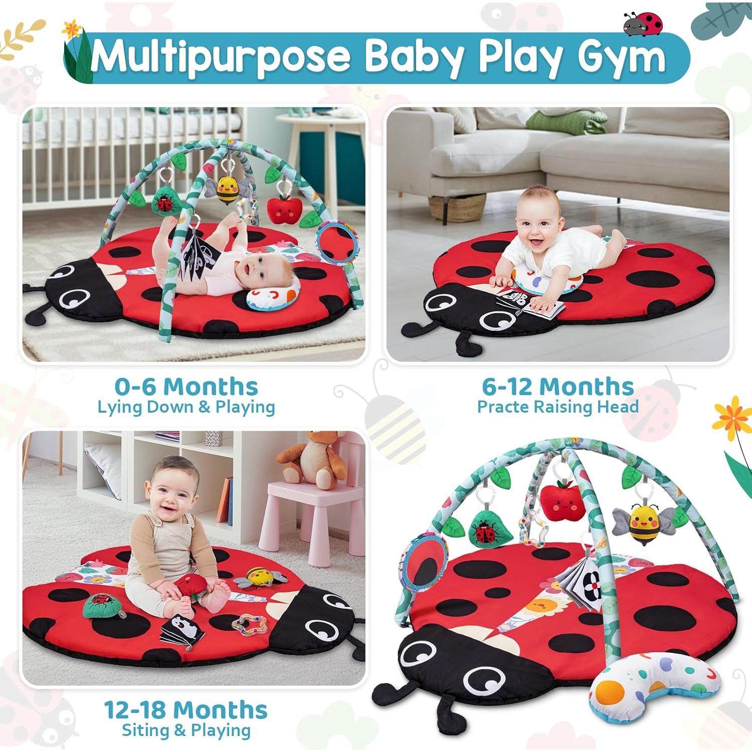 Alfombra de Juego para Bebés Jyusmile 8 en 1 con Juguetes