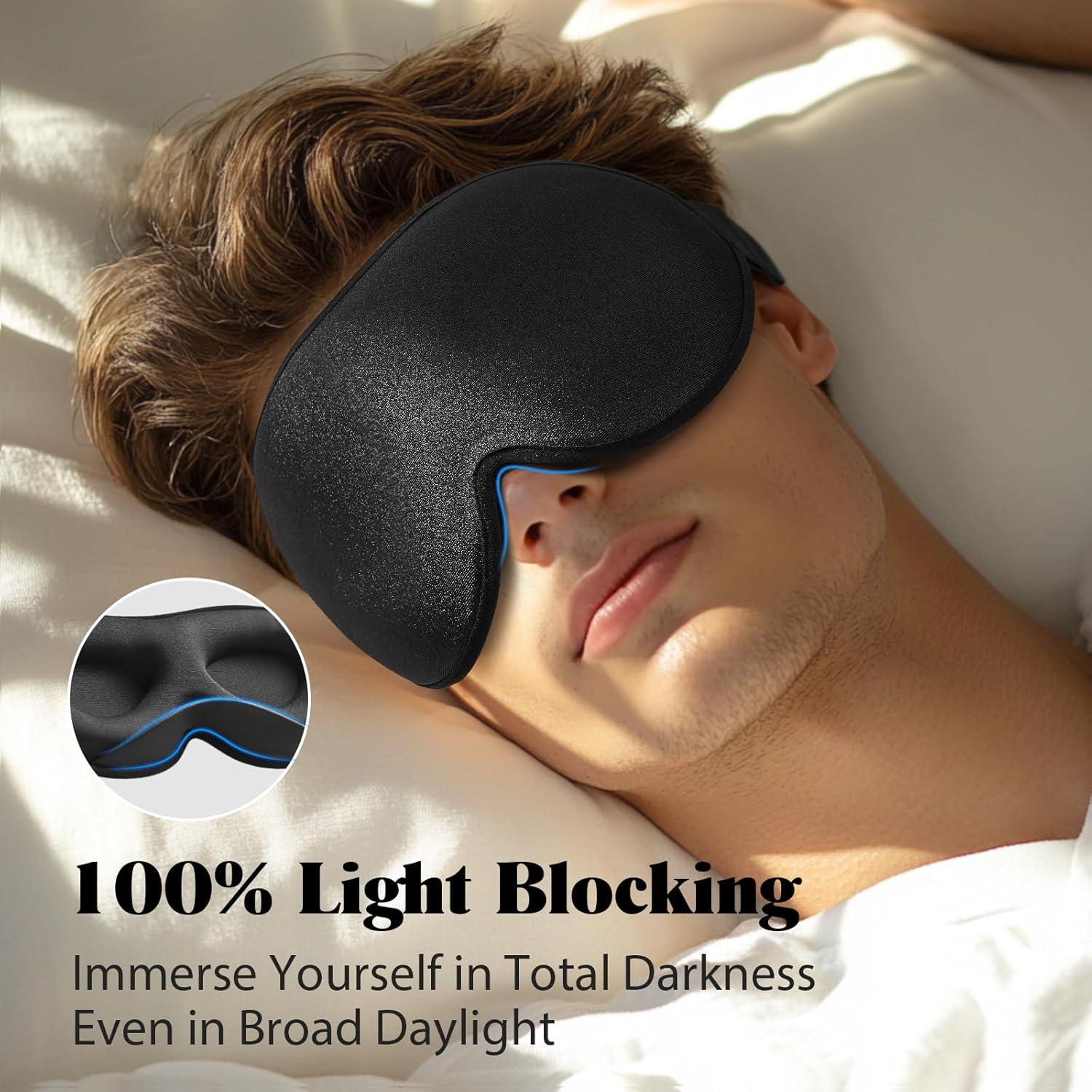 Máscara de Sueño Contorneada 3D MABAO con Peso - Negro