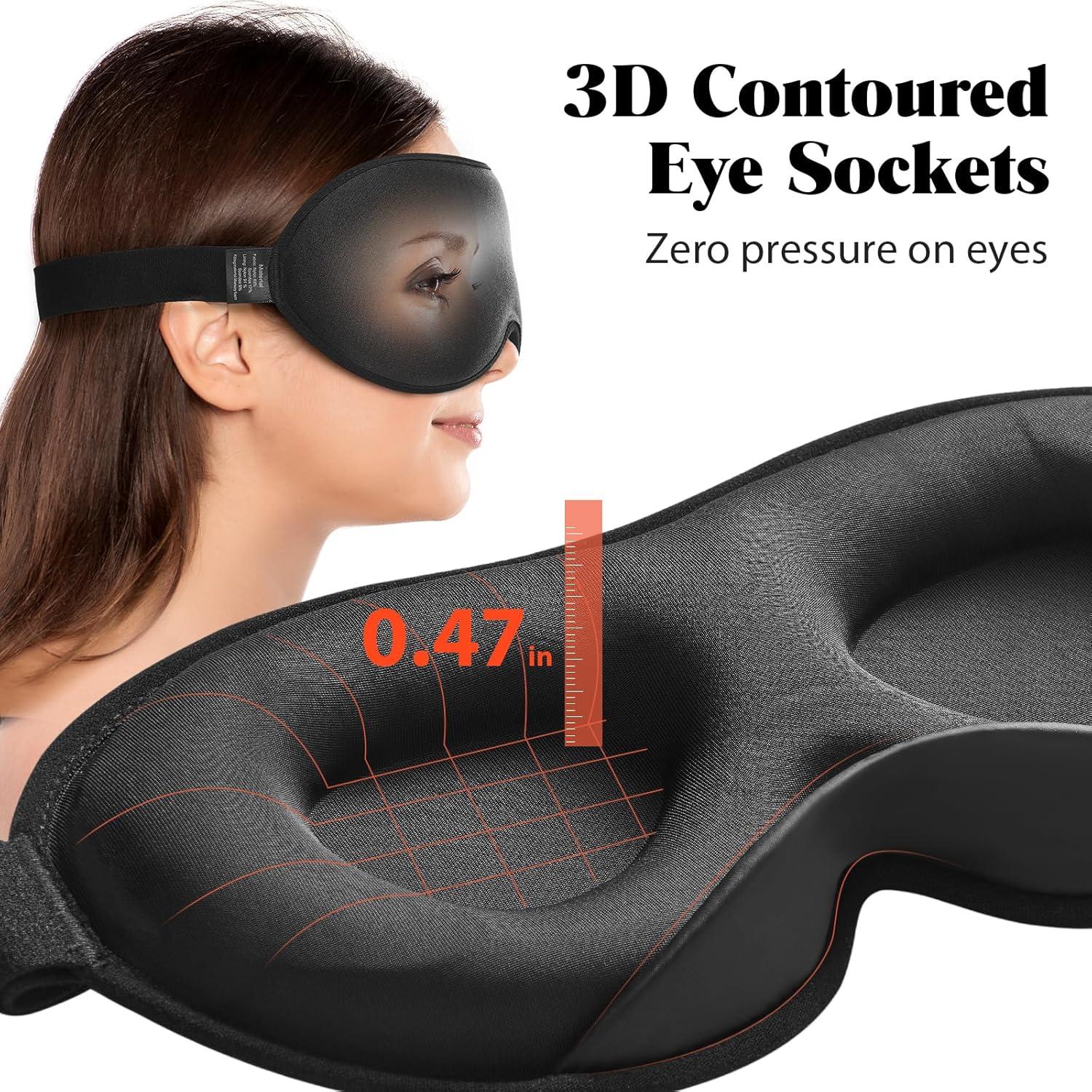 Máscara de Sueño Contorneada 3D MABAO con Peso - Negro