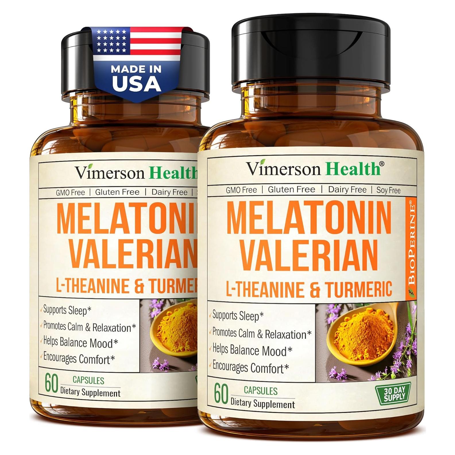Suplemento de Melatonina 3mg con Valeriana y Cúrcuma - 60 Cápsulas