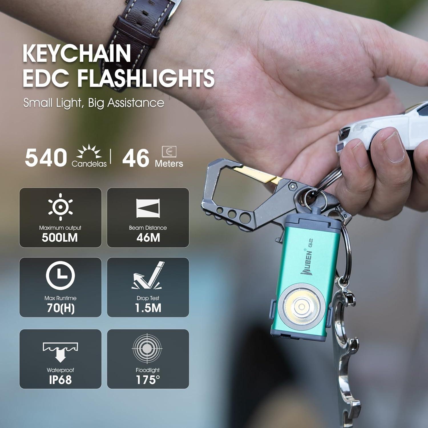 Linterna Mini WUBEN G2 Verde 500 Lúmenes Recargable 5 Modos