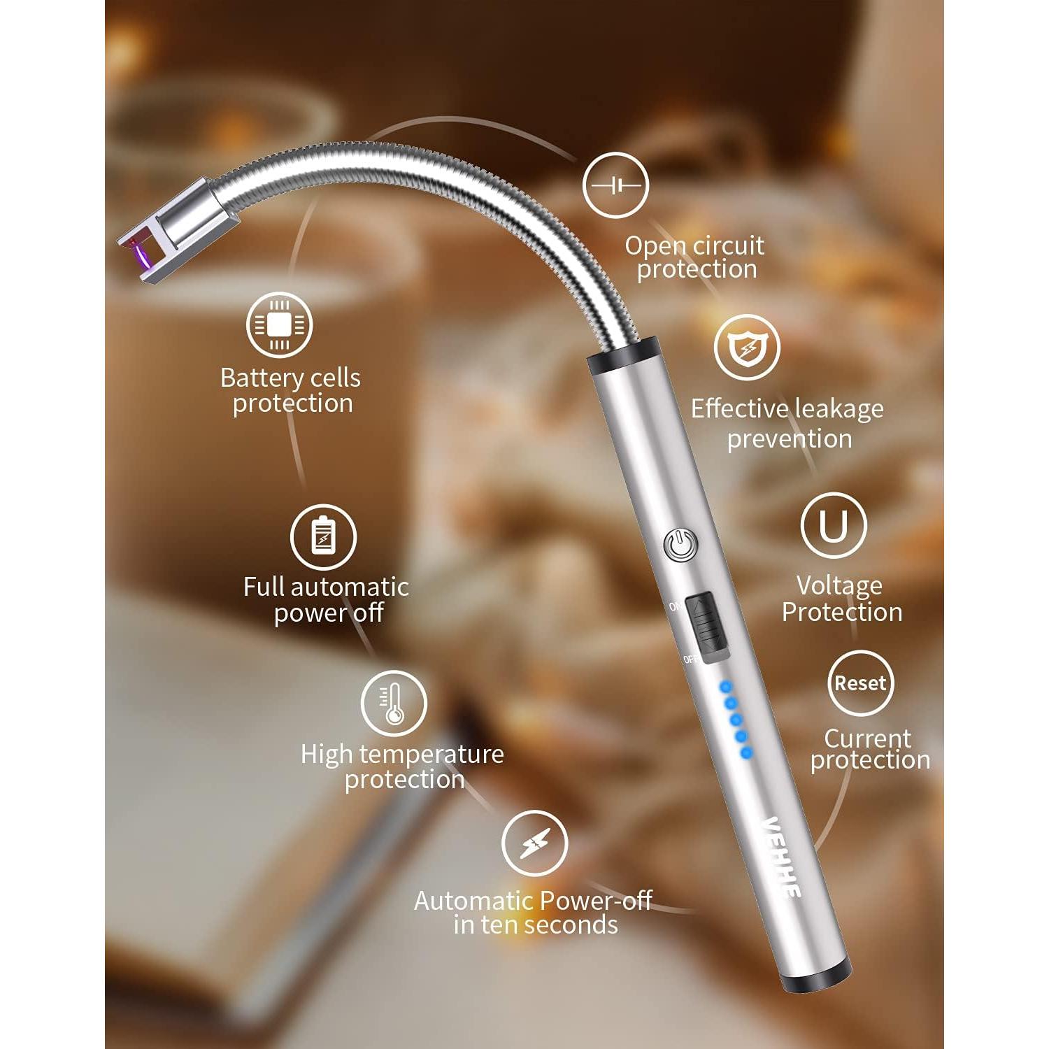 Encendedor USB VEHHE Recargable con Pantalla LED y Cuello Flexible