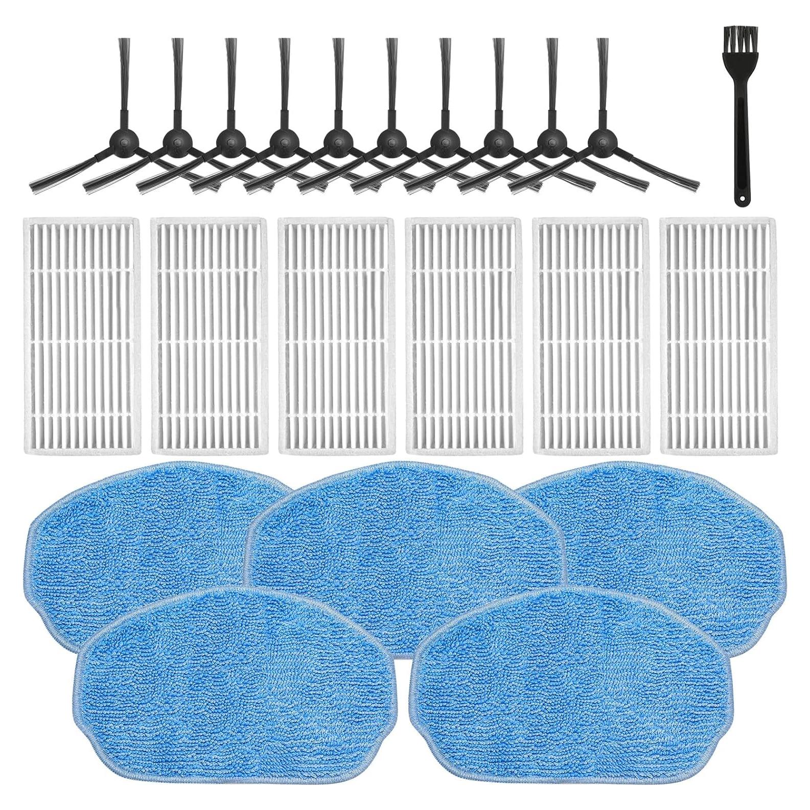 Kits de Repuesto Lacvik para Aspiradora Robot BR150/BR151 - 6 Filtros HEPA, 5 Paños de Mopa, 10 Cepillos Laterales