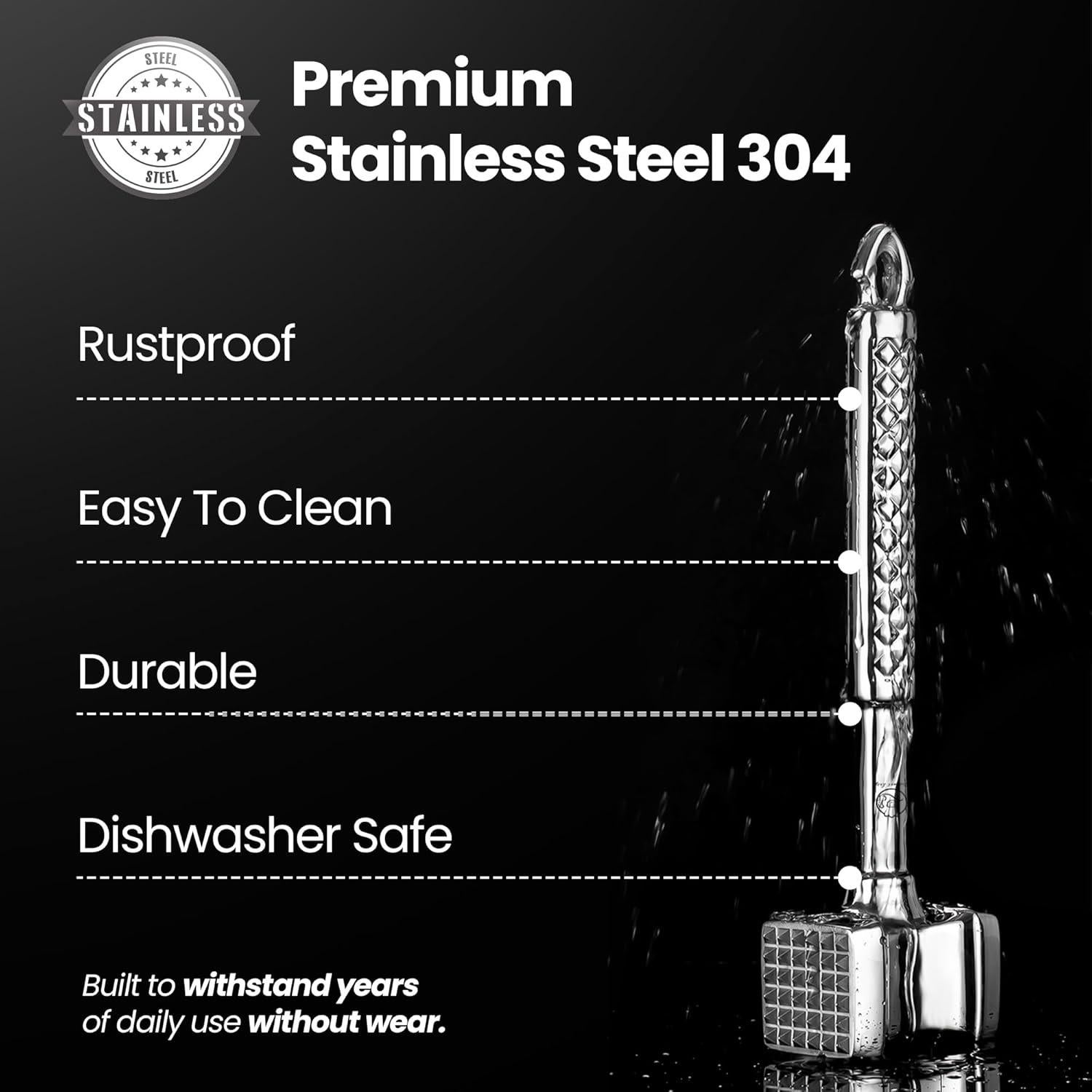 Martillo Aplanador de Carne Gourmet Easy Acero Inoxidable