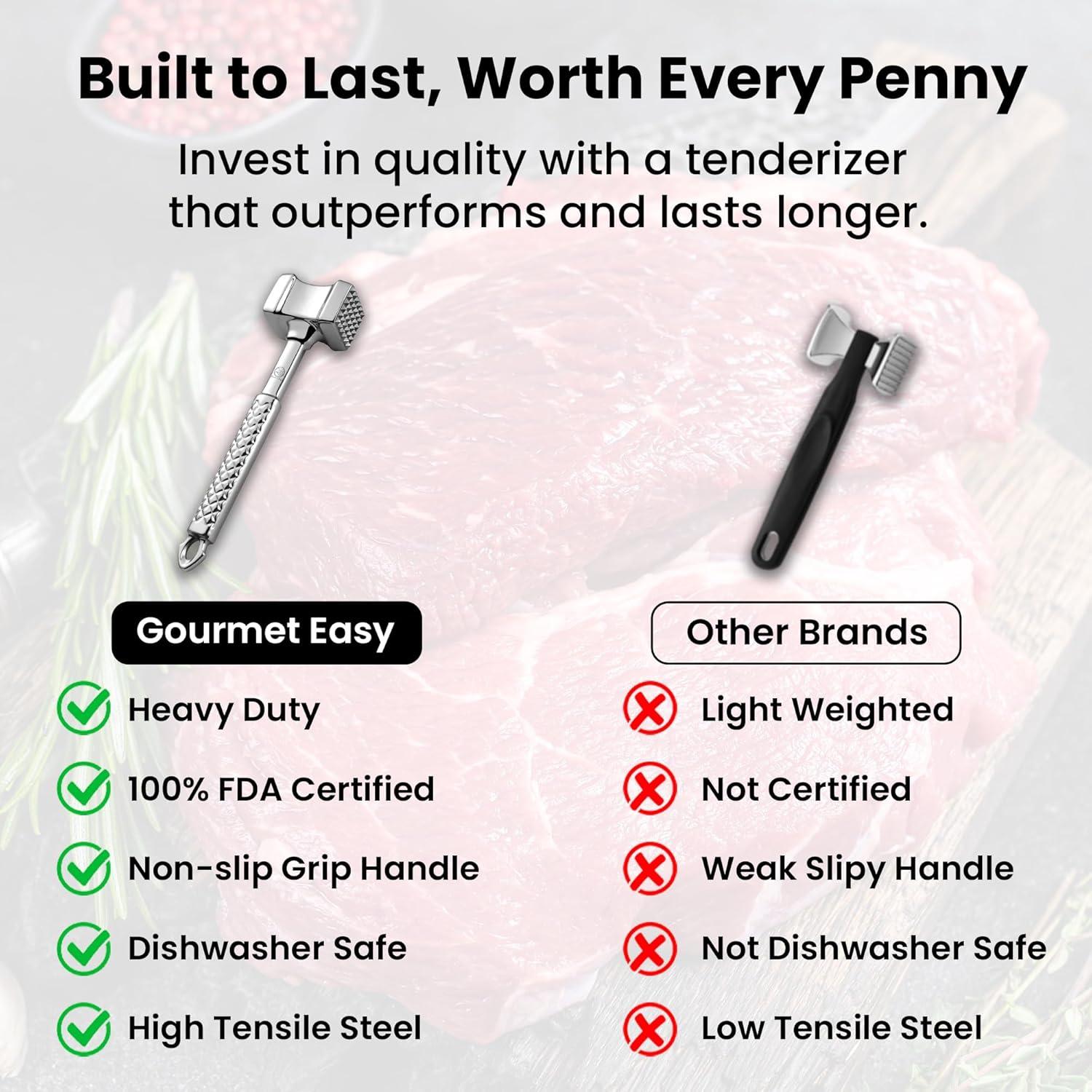 Martillo Aplanador de Carne Gourmet Easy Acero Inoxidable