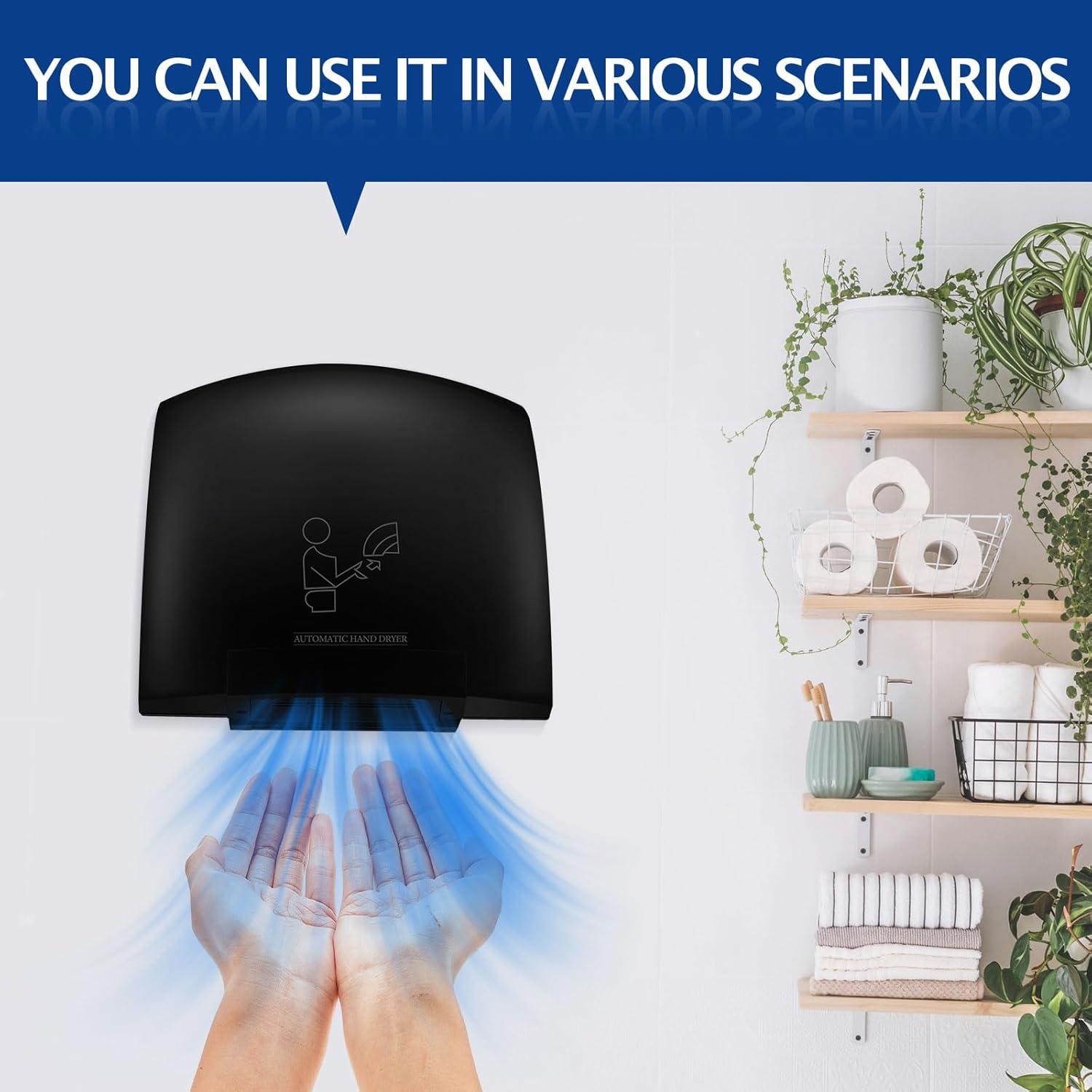 Secador de Manos Eléctrico Comercial Rossesay 1200W Negro