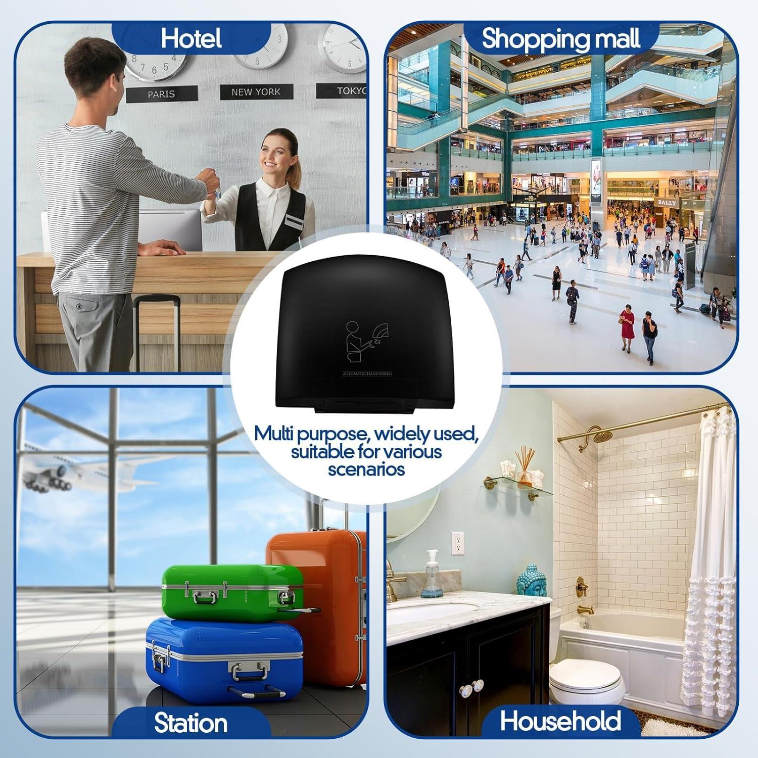 Secador de Manos Eléctrico Comercial Rossesay 1200W Negro