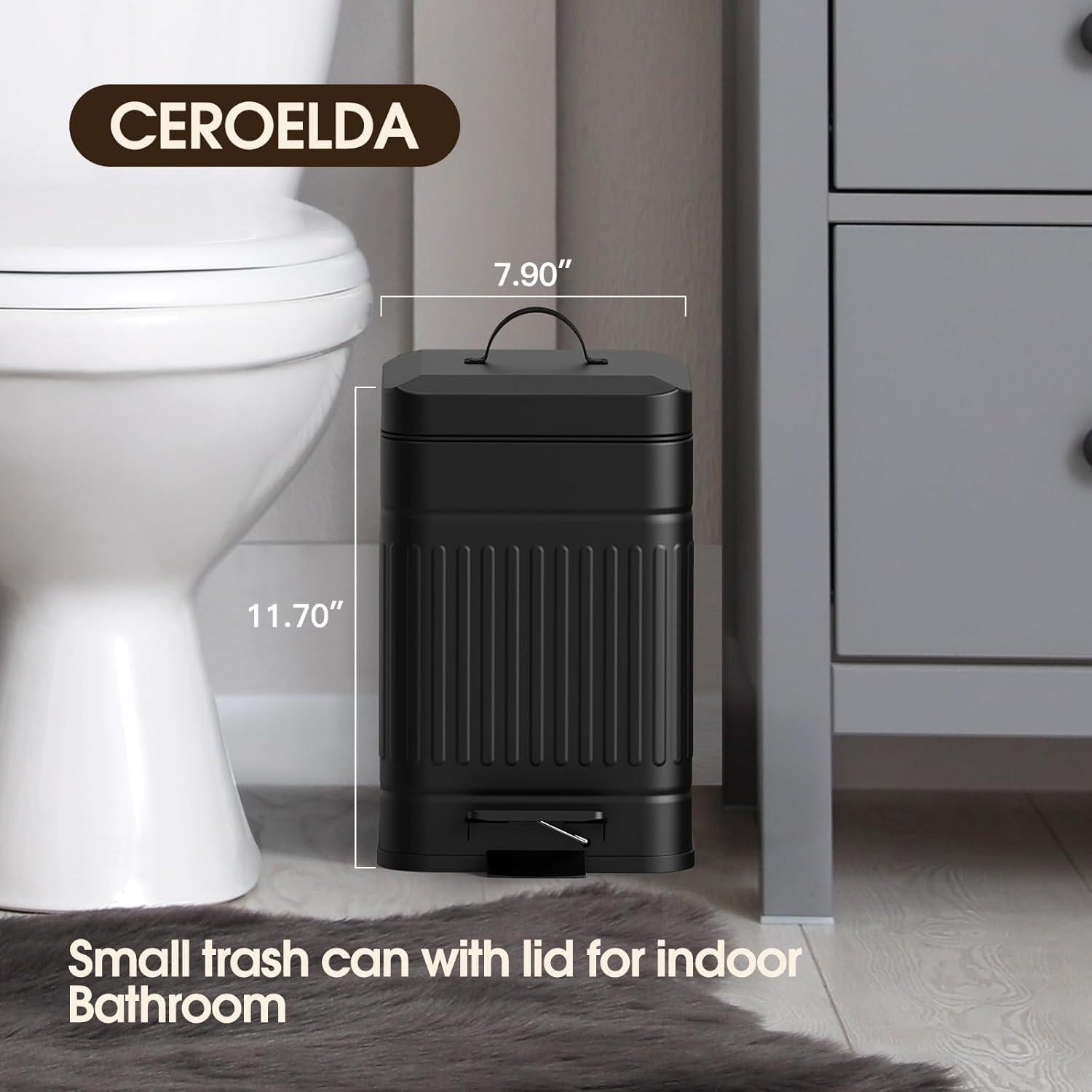 Papelera CEROELDA 5L Acero Inoxidable Retro con Tapa