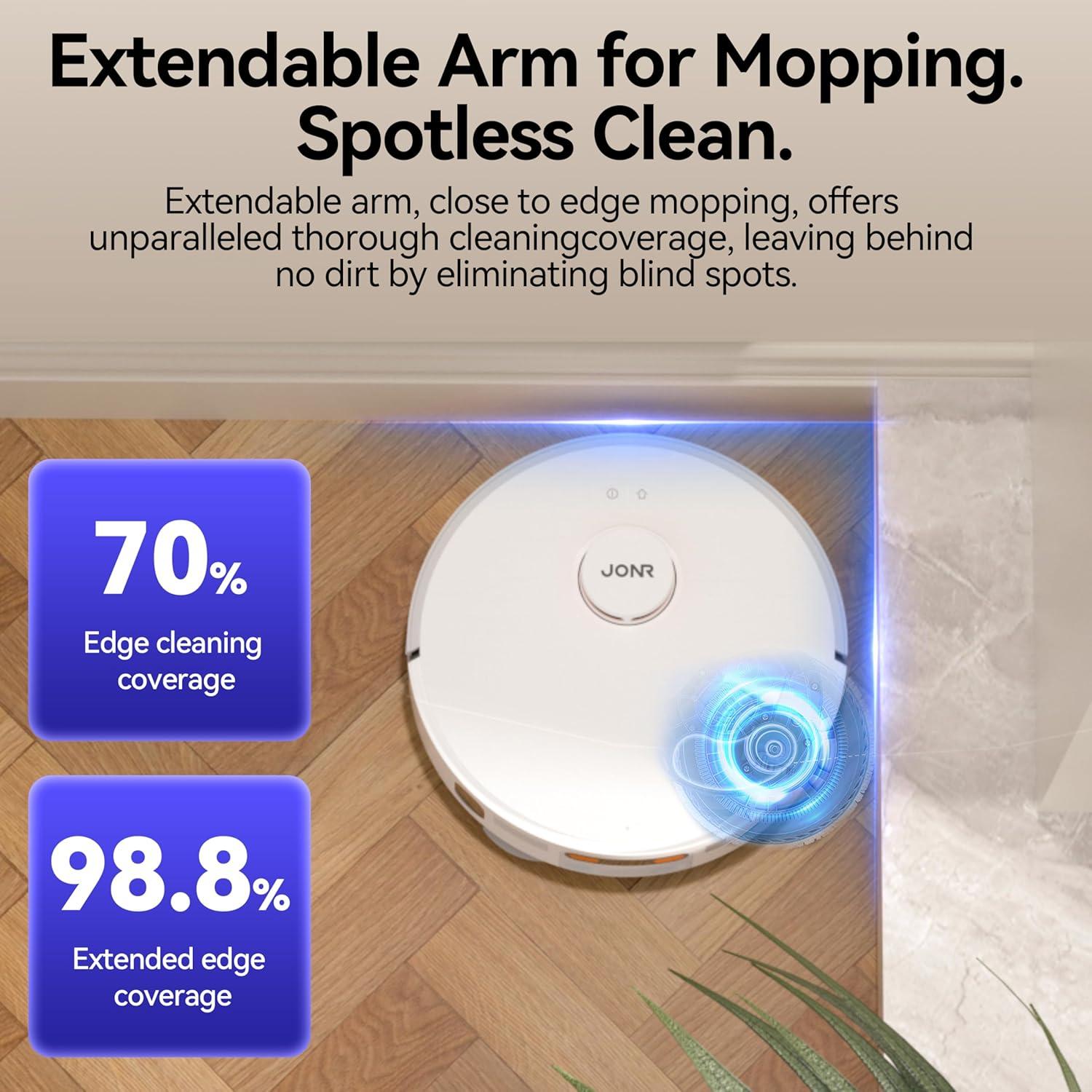 JONR P20 Pro Robot Vacuum and Mop with Self-Emptying, Self Lifting, 8000Pa Station, Auto Mop Washing & Hot Drying, Self-Refilling, Obstacle Avoidance, Adaptive Edge Mopping, LiDAR Navigation