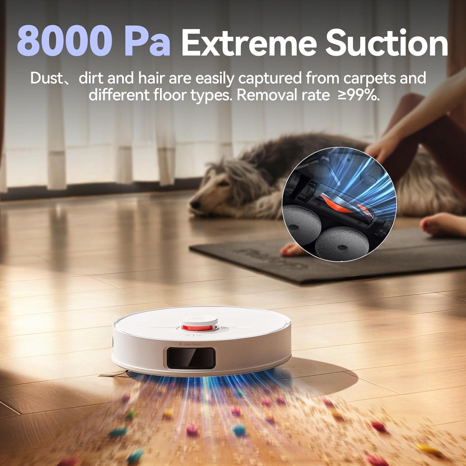 JONR P20 Pro Robot Vacuum and Mop with Self-Emptying, Self Lifting, 8000Pa Station, Auto Mop Washing & Hot Drying, Self-Refilling, Obstacle Avoidance, Adaptive Edge Mopping, LiDAR Navigation