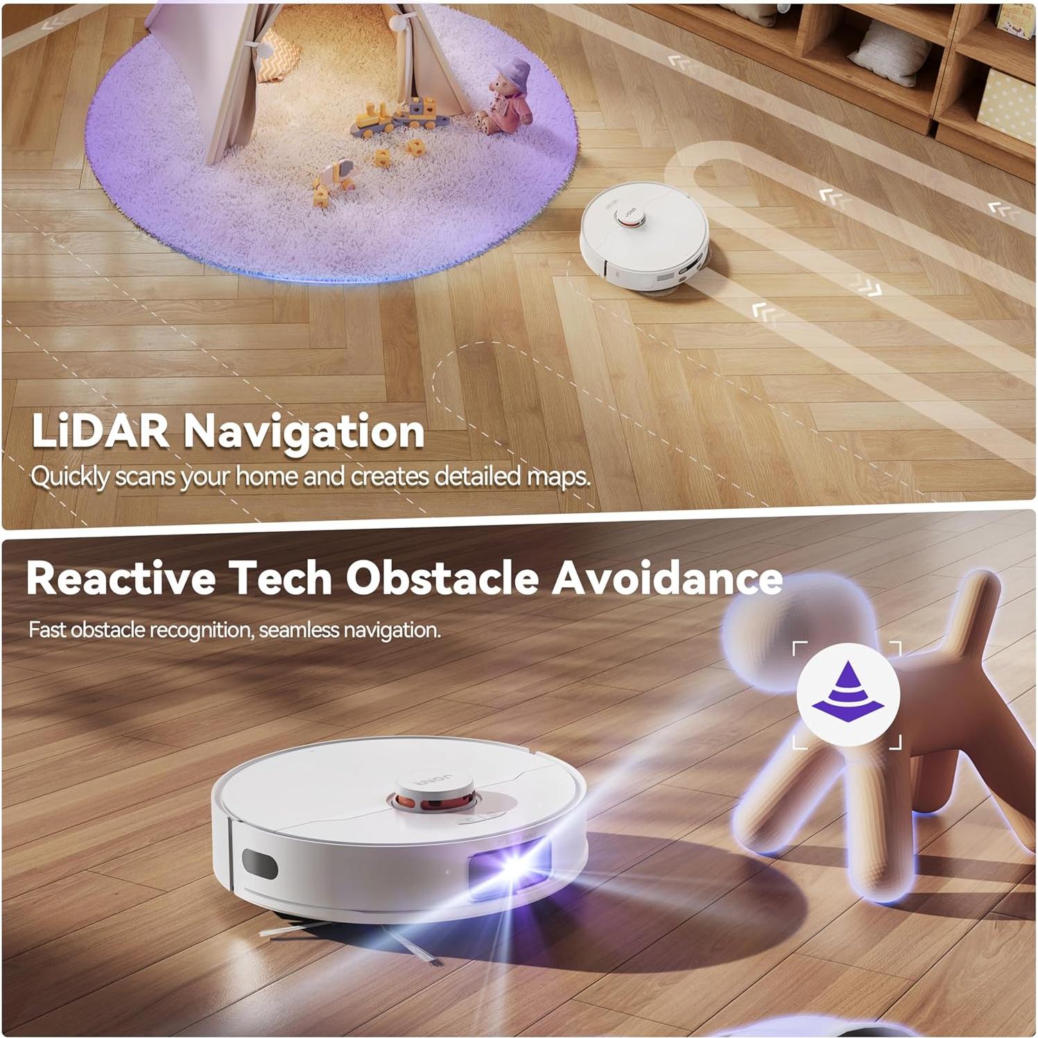 JONR P20 Pro Robot Vacuum and Mop with Self-Emptying, Self Lifting, 8000Pa Station, Auto Mop Washing & Hot Drying, Self-Refilling, Obstacle Avoidance, Adaptive Edge Mopping, LiDAR Navigation