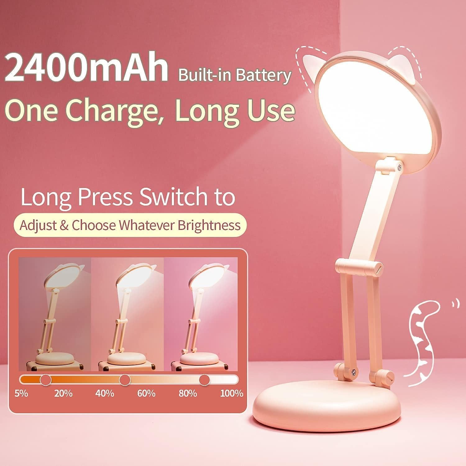 Lámpara de Escritorio Rosa Plegable y Recargable One Fire