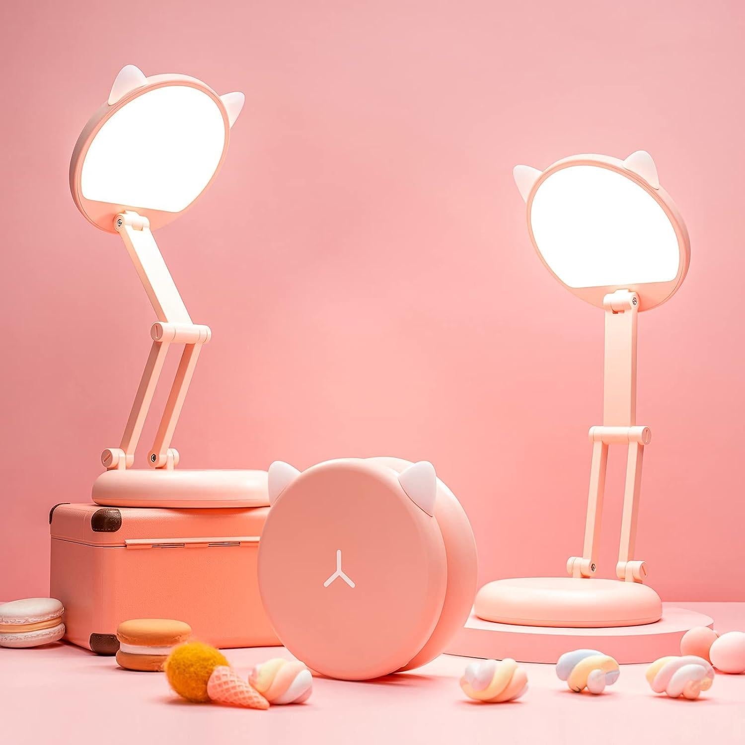 Lámpara de Escritorio Rosa Plegable y Recargable One Fire