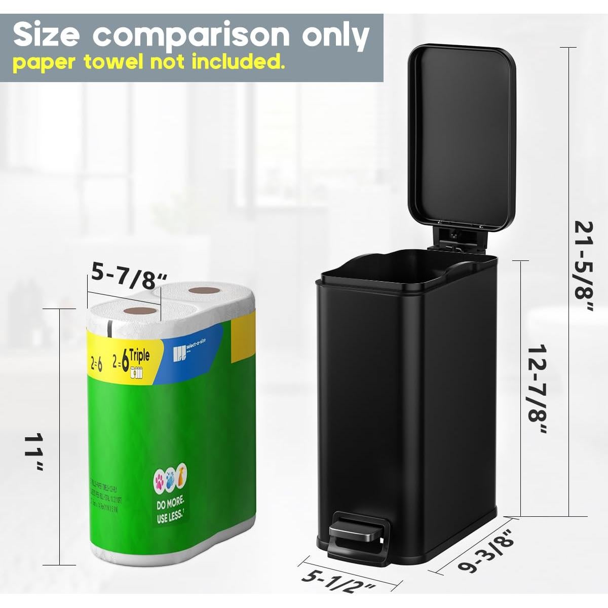 Bote de Basura Slim Veelesa 1.6 Galones Acero Inoxidable