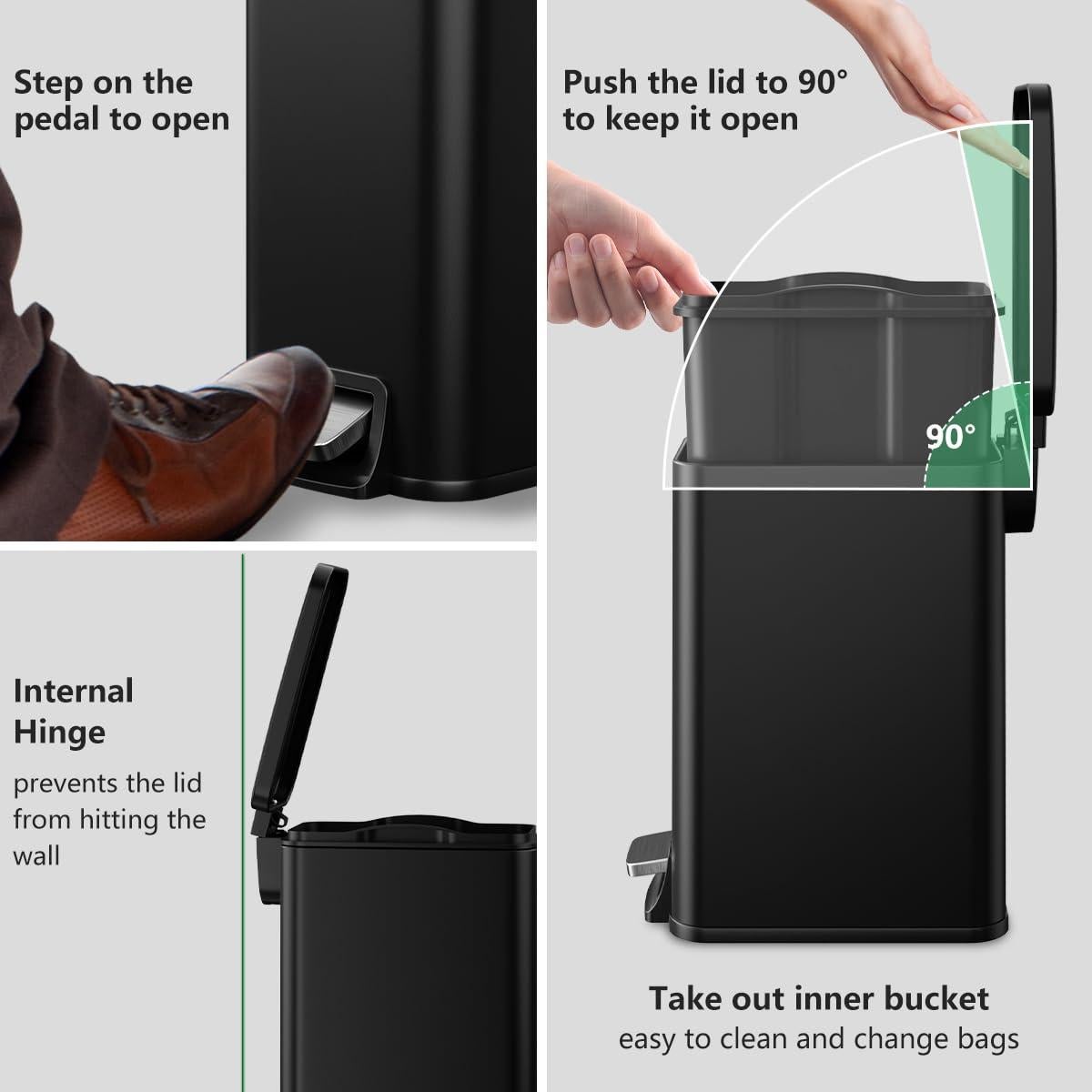 Bote de Basura Slim Veelesa 1.6 Galones Acero Inoxidable