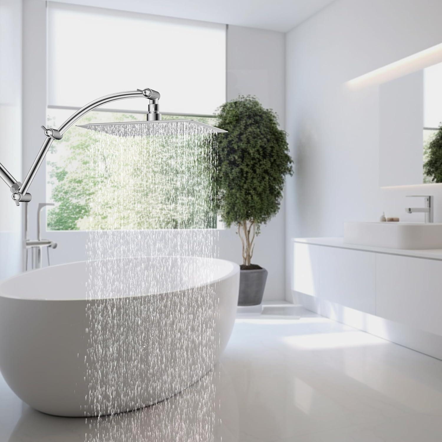 Cabezal de Ducha de Lluvia Hibbent 20 cm Alta Presión Cromo