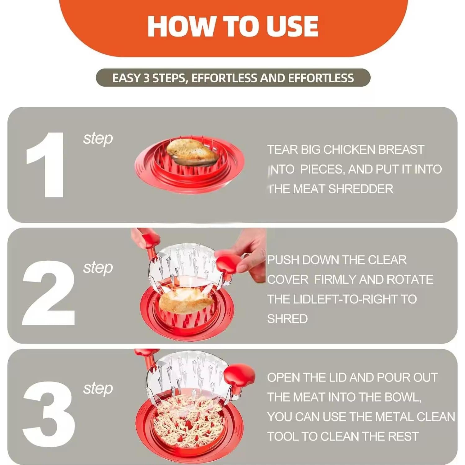 Desmenuzadora de Pollo Genérico 0.49kg con Cepillo y Pinzas