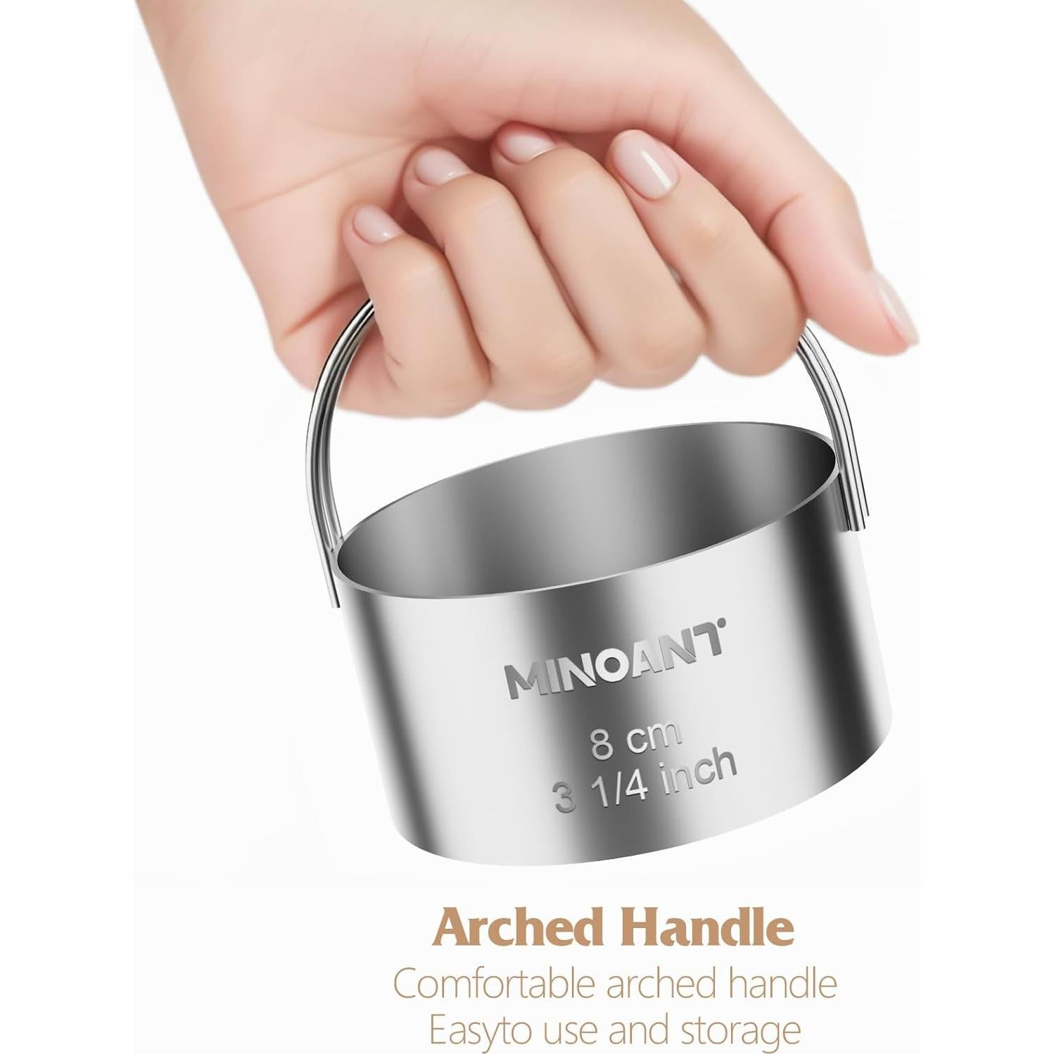 Juego de Cortadores de Galletas Redondos MINO ANT - 5 Piezas de Acero Inoxidable