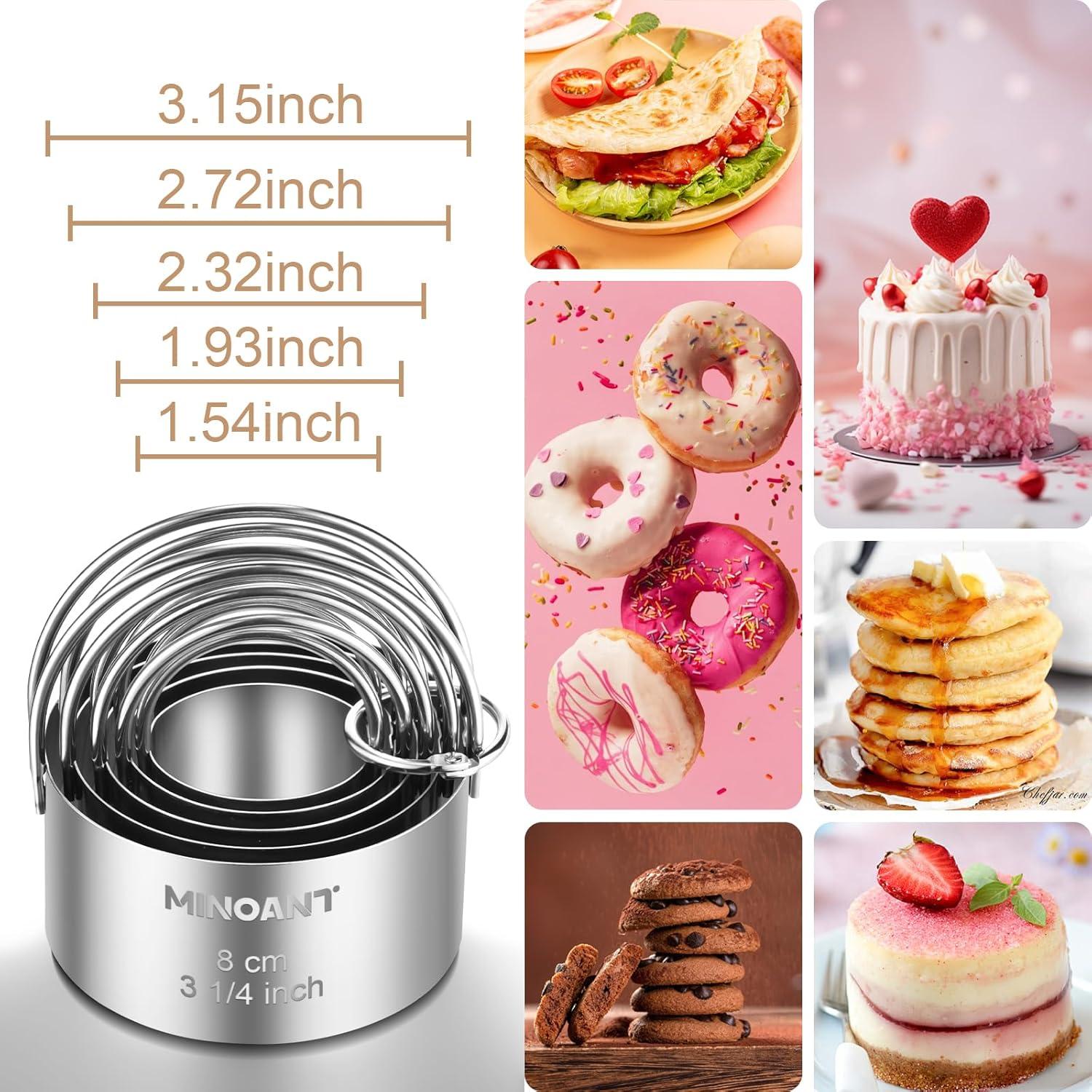 Juego de Cortadores de Galletas Redondos MINO ANT - 5 Piezas de Acero Inoxidable