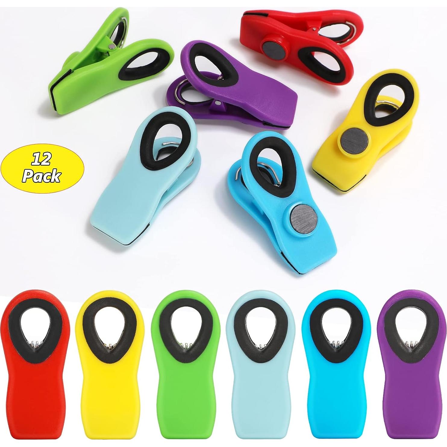 Paquete de 12 Clips Magnéticos Ecurfu Multicolor para Alimentos
