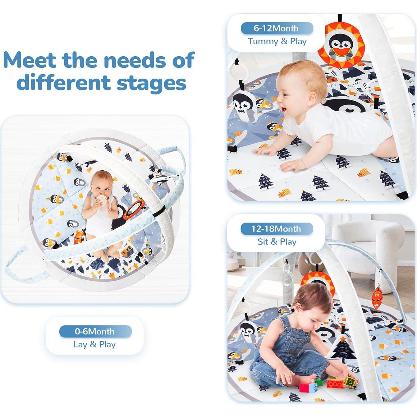 Alfombra de Juego para Bebés Li'l Pengyu Plegable 1,03 kg Azul