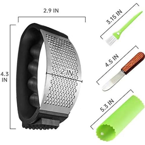 Prensa de Ajo JASVIC de Acero Inoxidable con Pelador y Cepillo