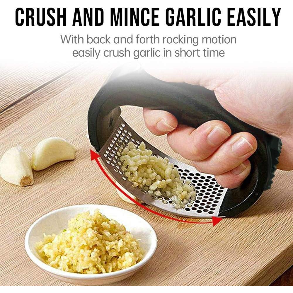 Prensa de Ajo JASVIC de Acero Inoxidable con Pelador y Cepillo