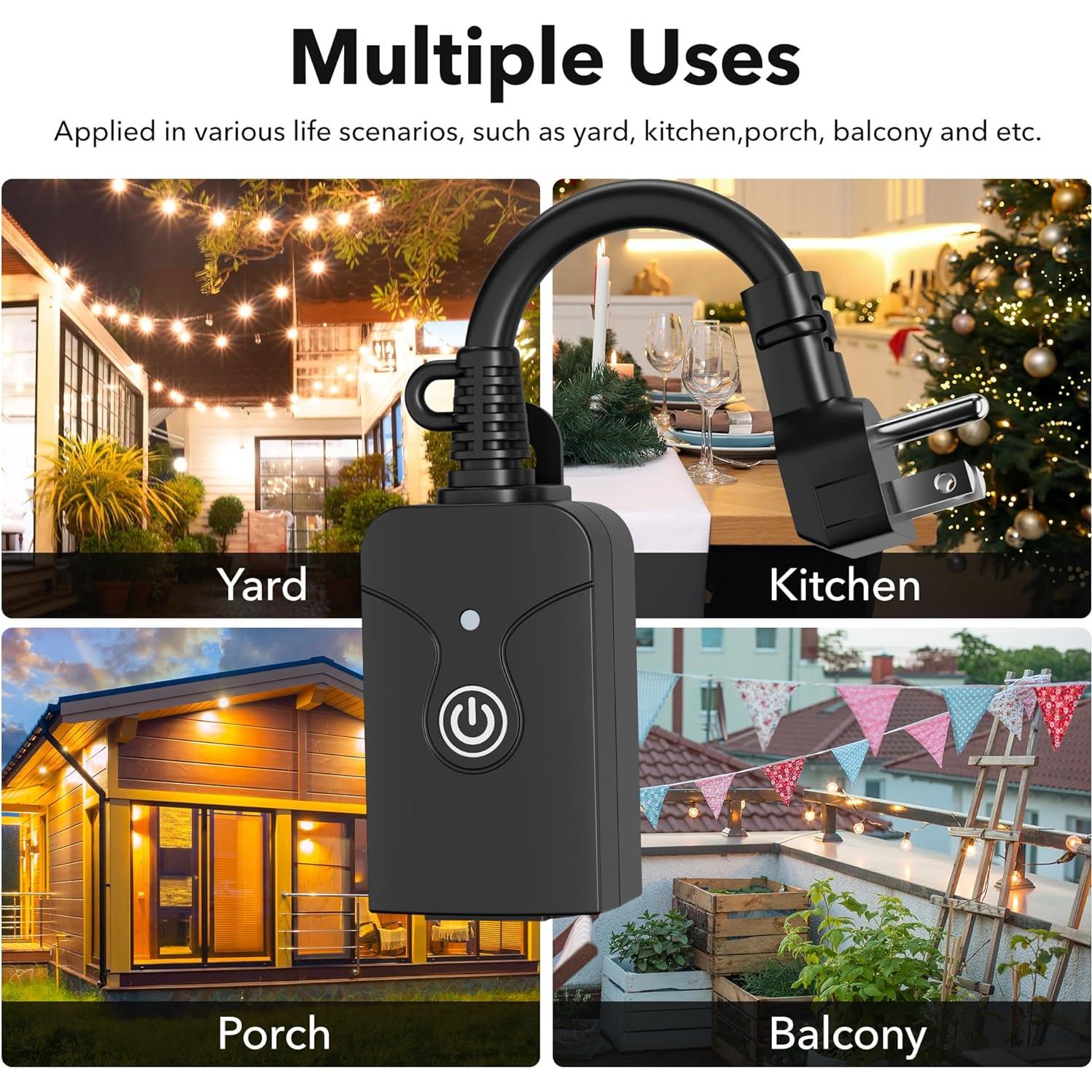 Enchufe Inteligente HBN para Exterior, Control Remoto WiFi 2PC