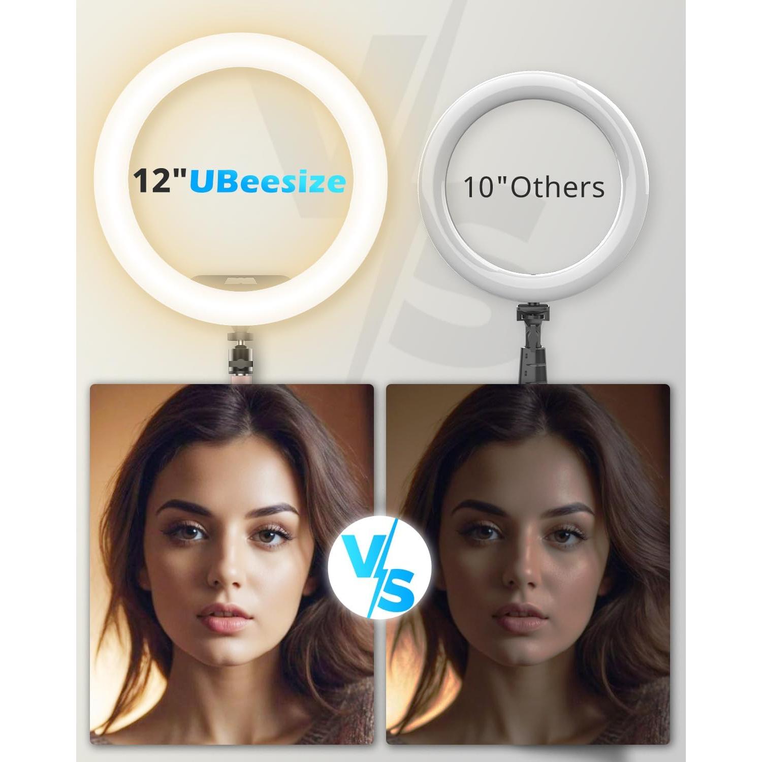 Luz de Anillo UBeesize 30 cm con Soporte y Montaje para Teléfono