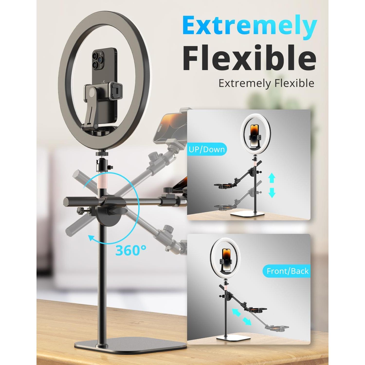 Luz de Anillo UBeesize 30 cm con Soporte y Montaje para Teléfono