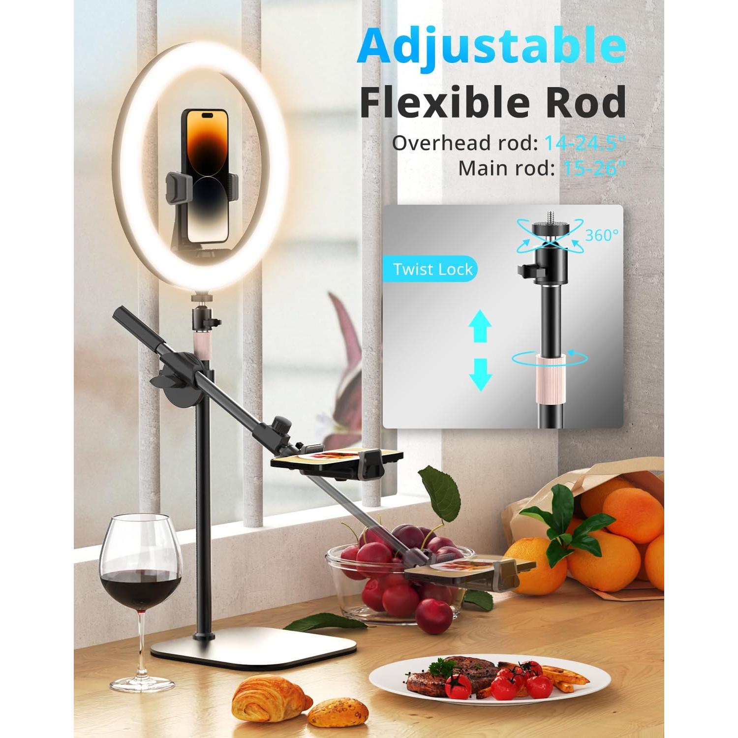 Luz de Anillo UBeesize 30 cm con Soporte y Montaje para Teléfono