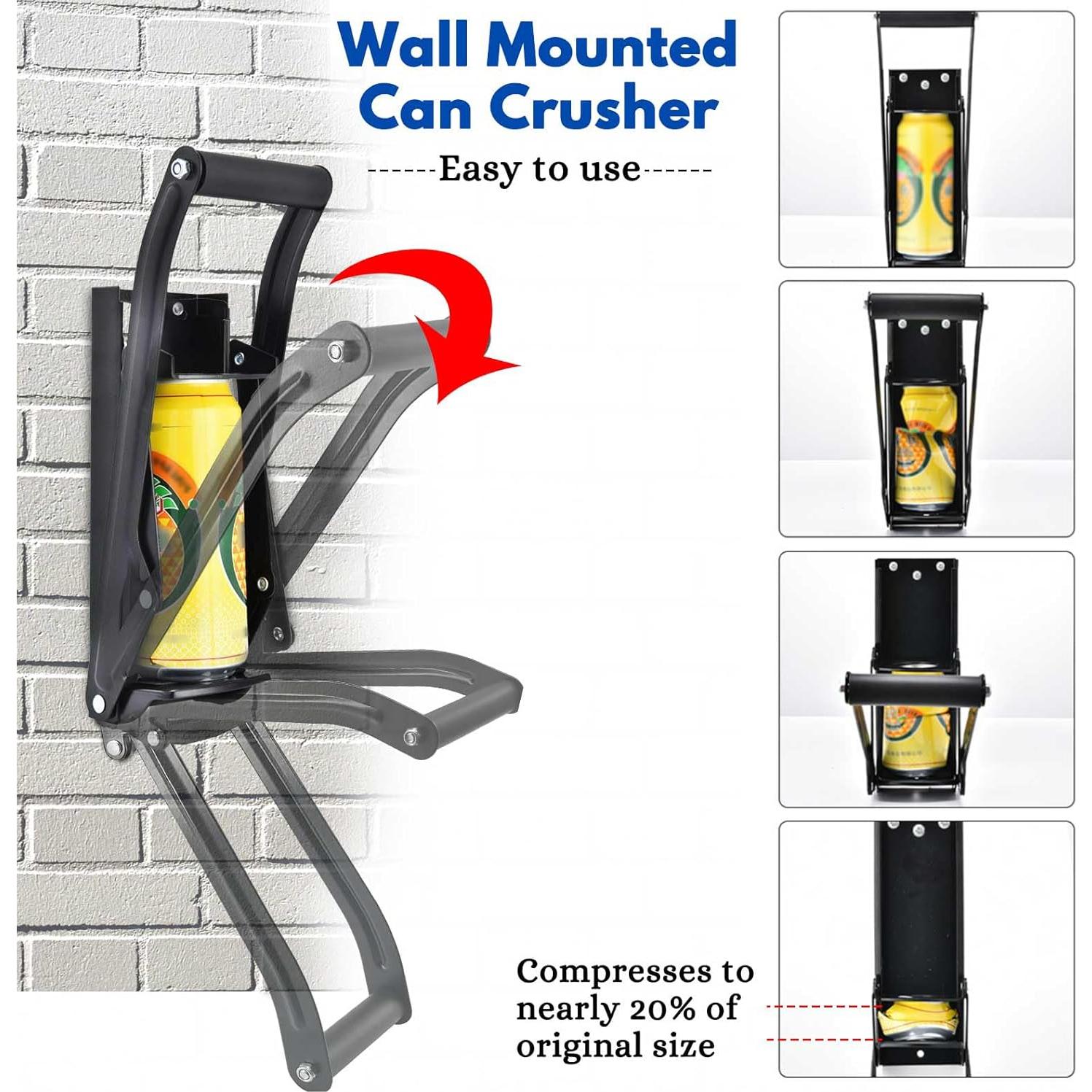 Aplastador de Latas MinliGUY Montado en Pared con Guantes