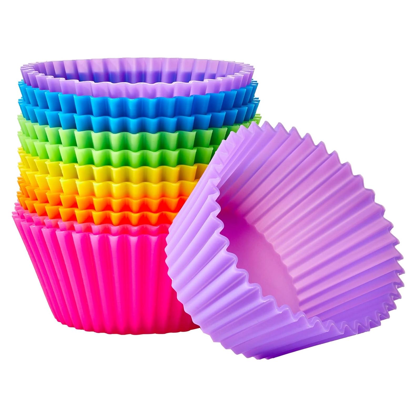 Tazas de Silicona Reutilizables Amazon Basics - 12 Piezas Multicolor