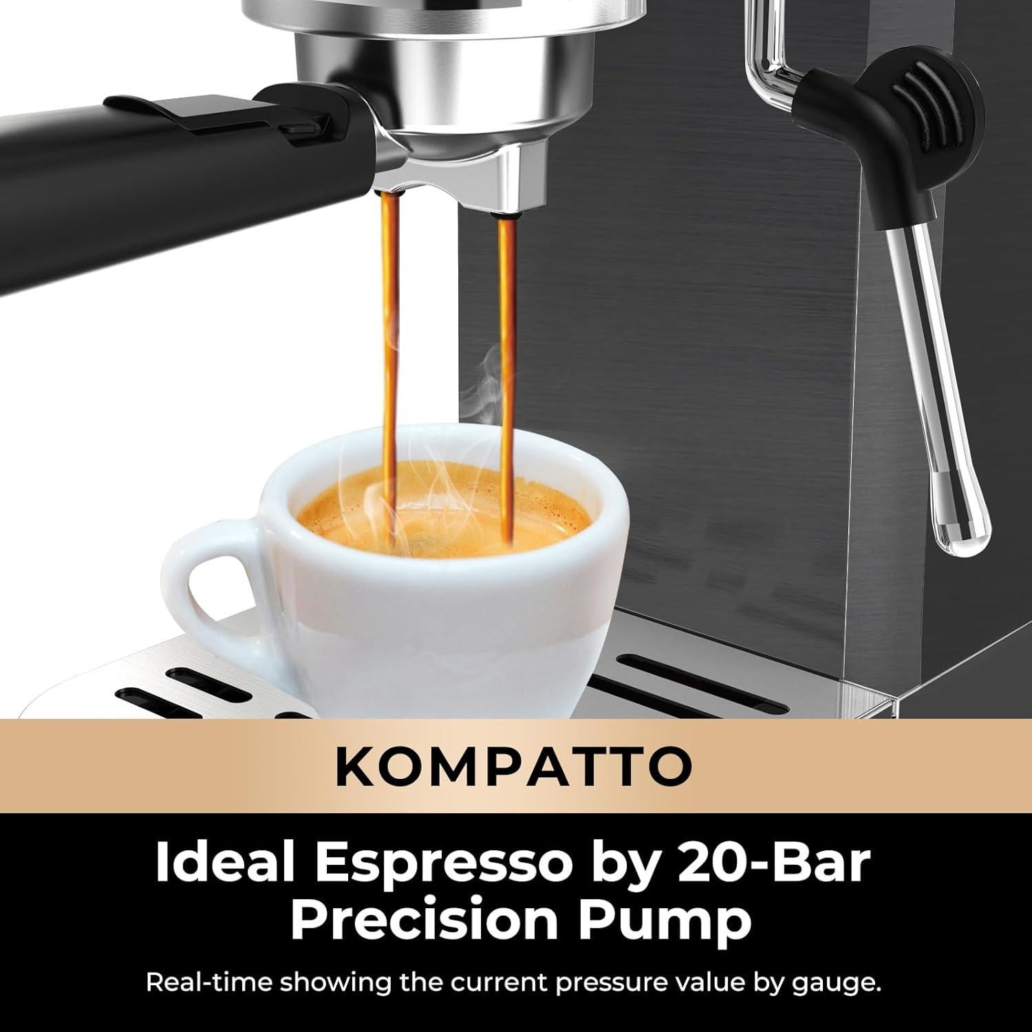 Máquina de Espresso Semiautomática CHULUX 20 Bar Negra