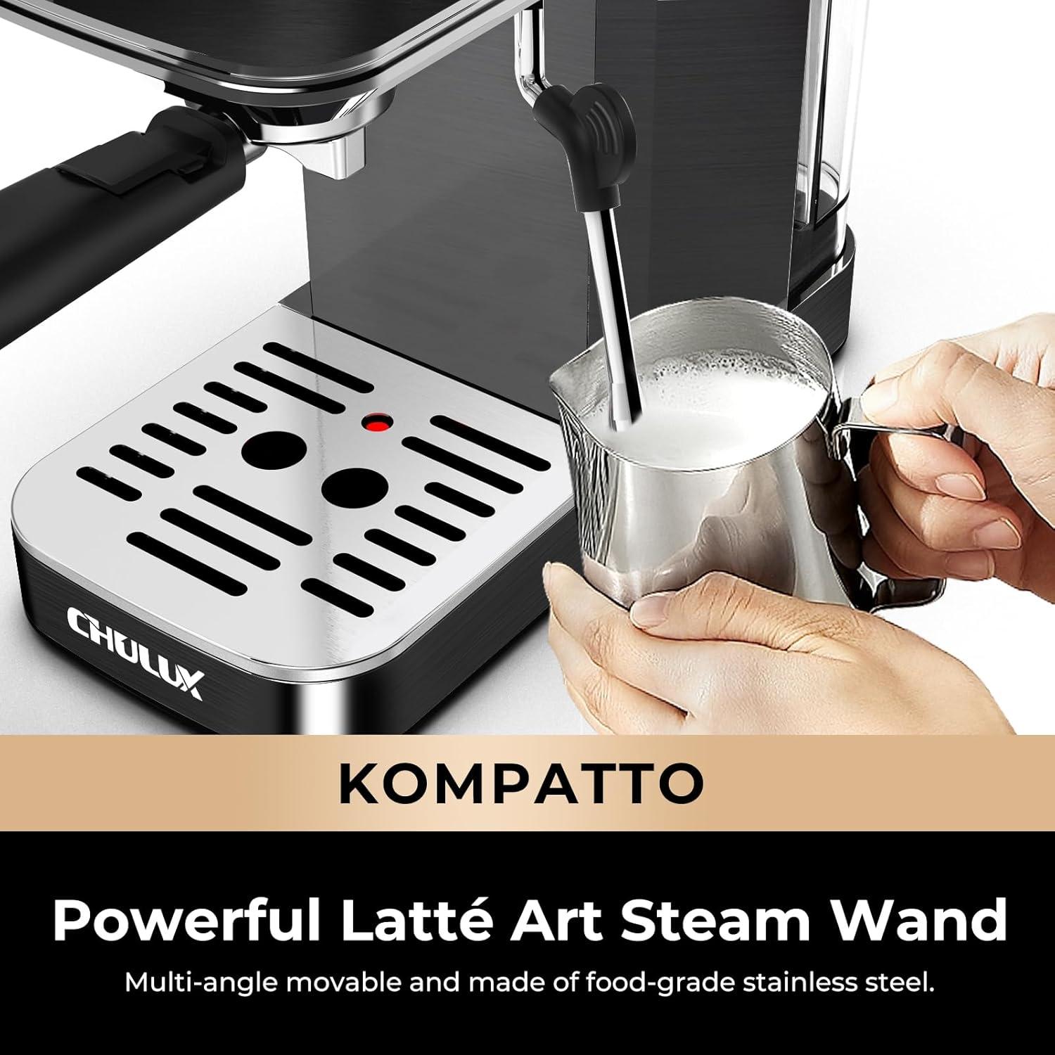 Máquina de Espresso Semiautomática CHULUX 20 Bar Negra