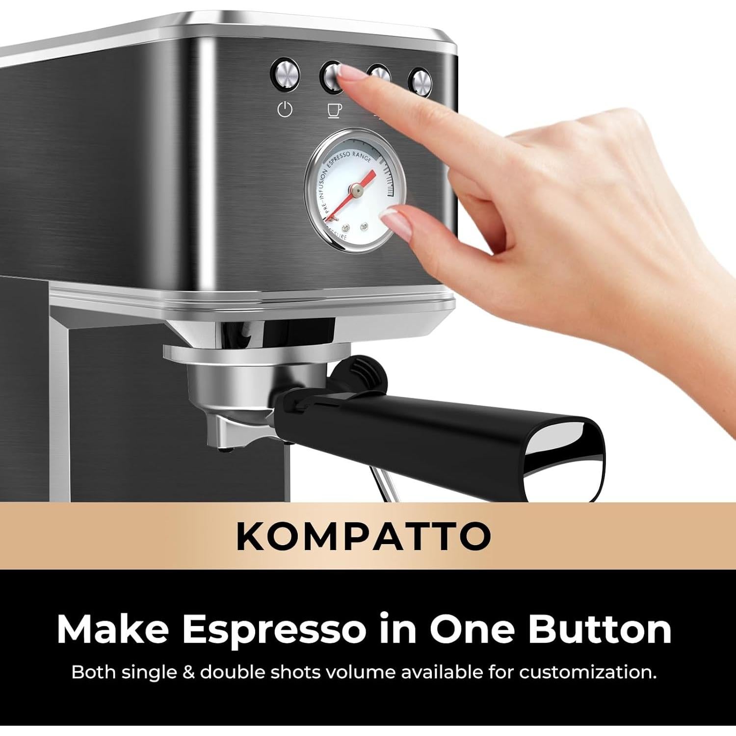 Máquina de Espresso Semiautomática CHULUX 20 Bar Negra