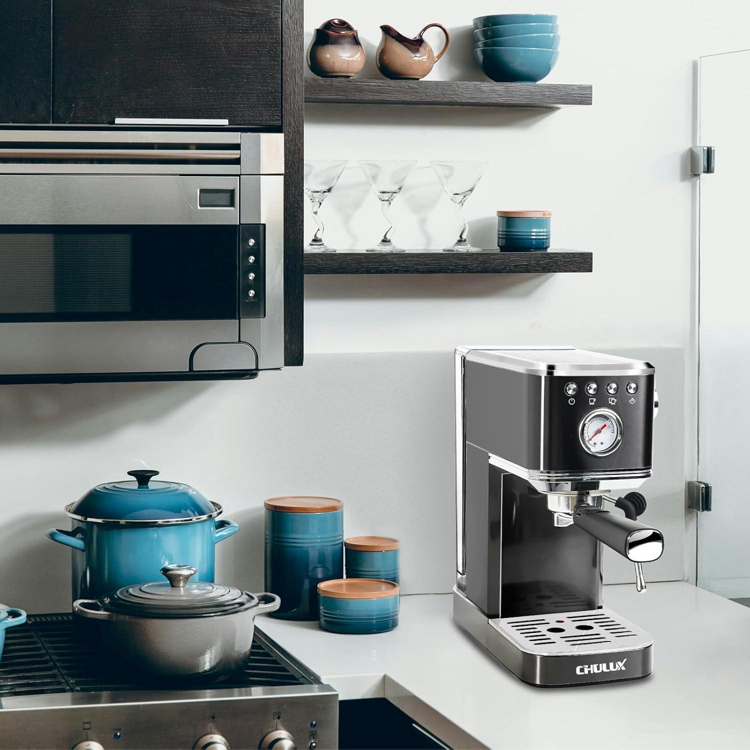 Máquina de Espresso Semiautomática CHULUX 20 Bar Negra