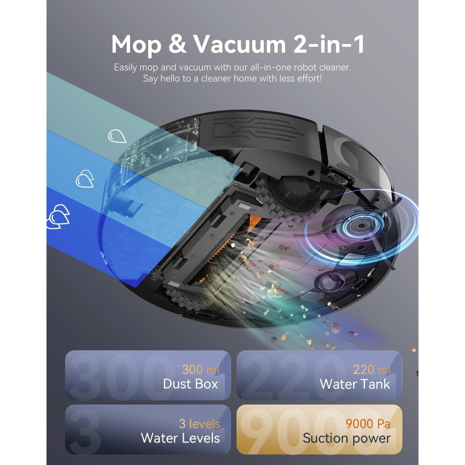 Robot Aspirador Kokaidia DL30 Pro 9000Pa 200 Min Mopa