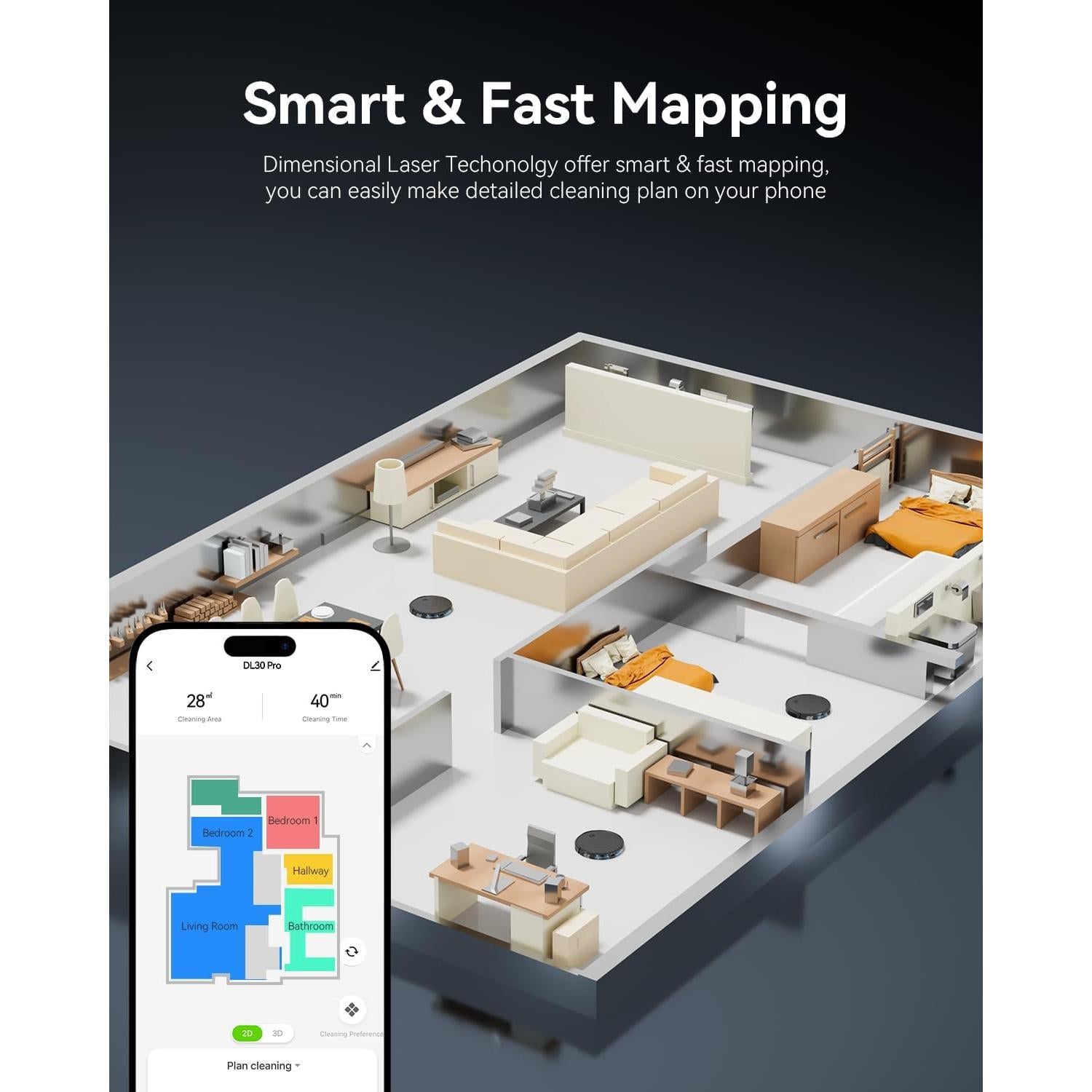 Robot Aspirador Kokaidia DL30 Pro 9000Pa 200 Min Mopa