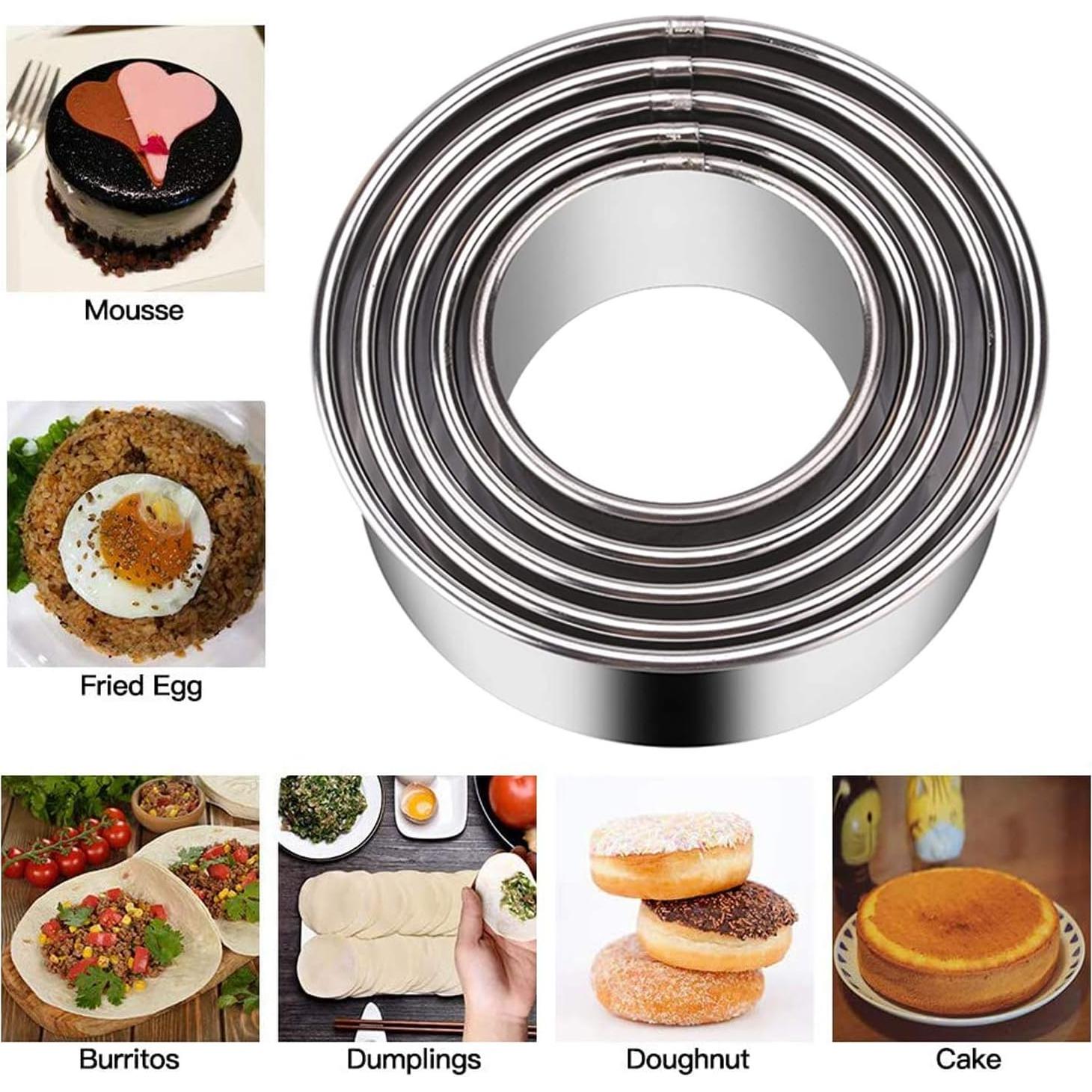 Juego de 5 Cortadores de Galletas Redondos KSPOWWIN Acero Inoxidable