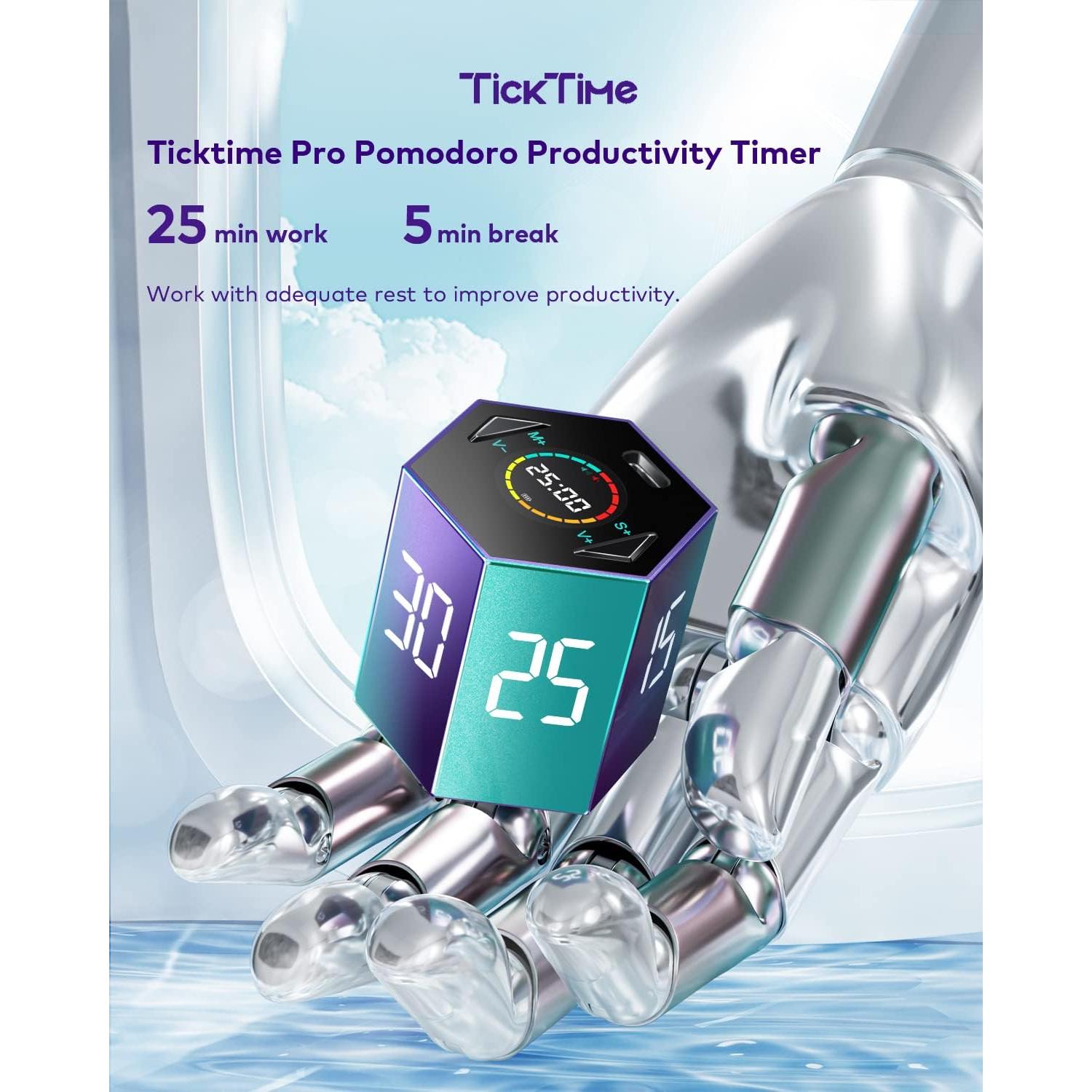 Temporizador Pomodoro PIHEN TK2-GR1 Violeta, 6 Modos, Recargable