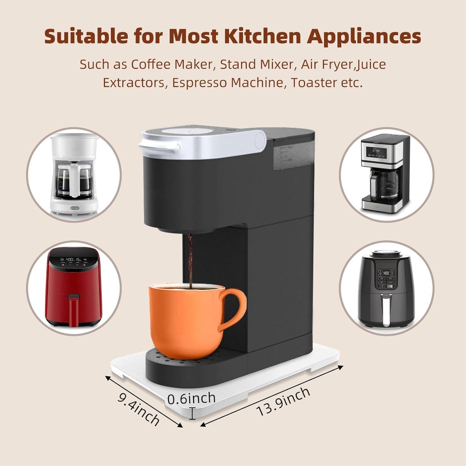 Bandeja Deslizante de Bambú 35.5x25.4cm para Cafetera GIASSVIO