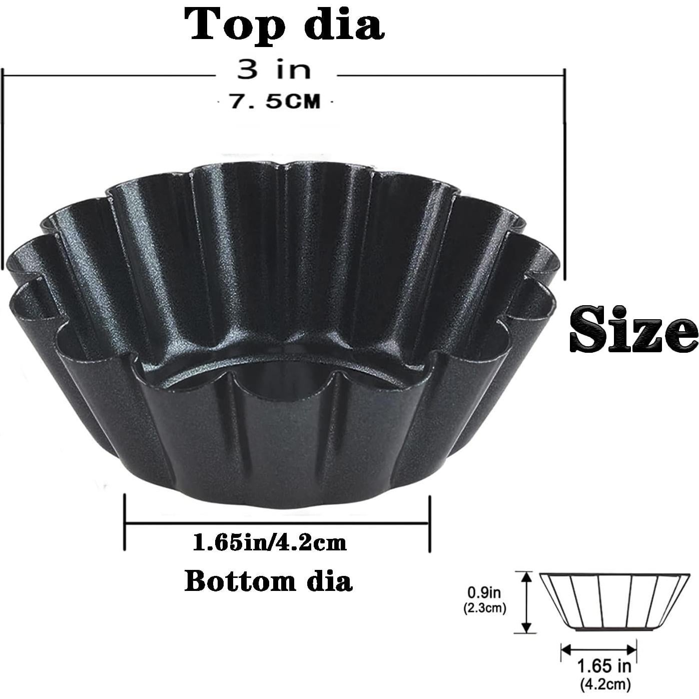Moldes para Tartas de Huevo Xstronq 12PCS Acero al Carbono 3"