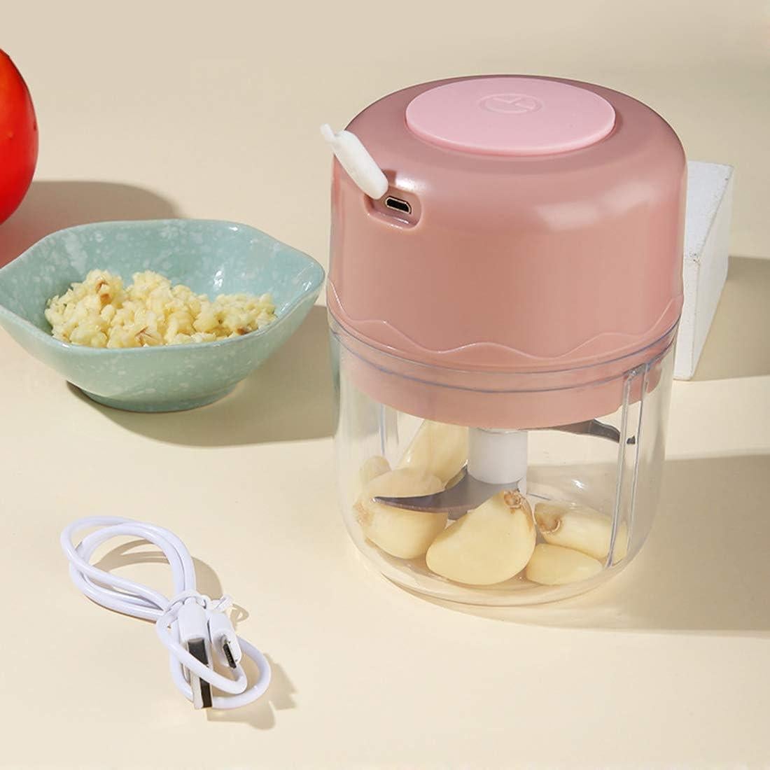 Mini Picadora Eléctrica UScarmen 250ml Rosa Cuchilla Acero