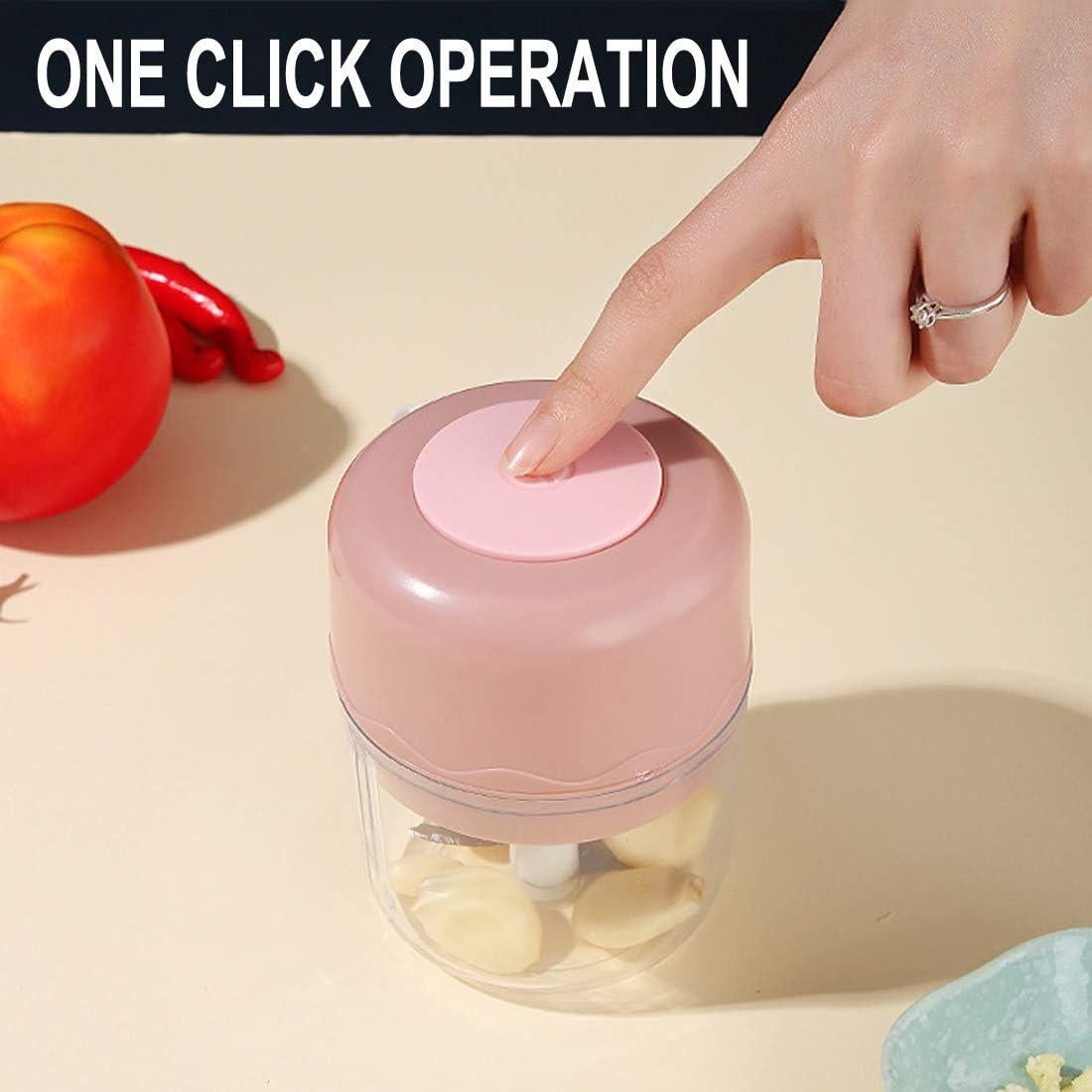 Mini Picadora Eléctrica UScarmen 250ml Rosa Cuchilla Acero