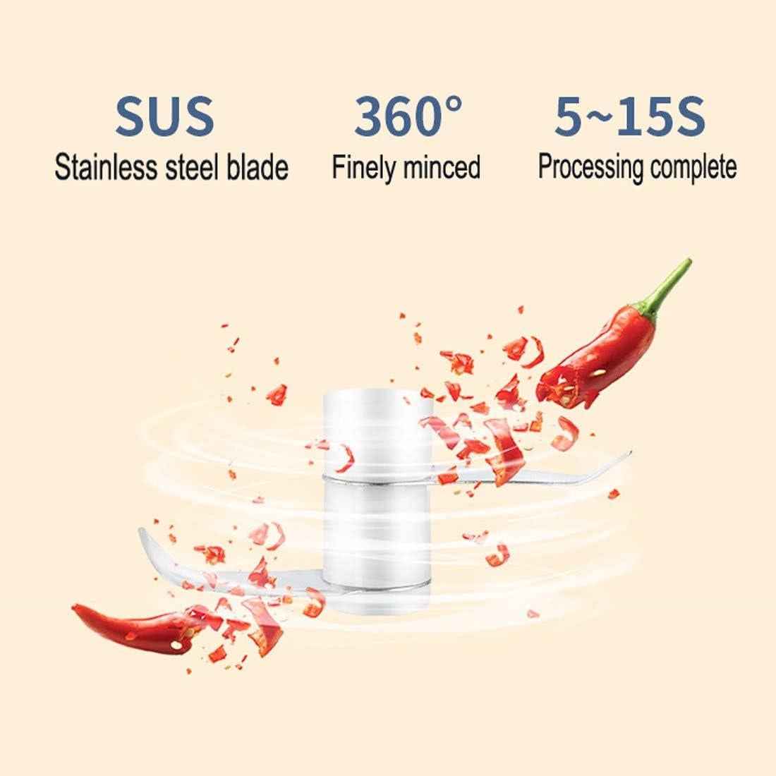 Mini Picadora Eléctrica UScarmen 250ml Rosa Cuchilla Acero