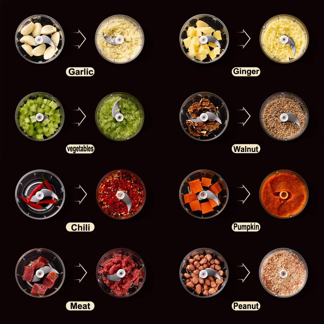 Mini Picadora Eléctrica UScarmen 250ml Rosa Cuchilla Acero