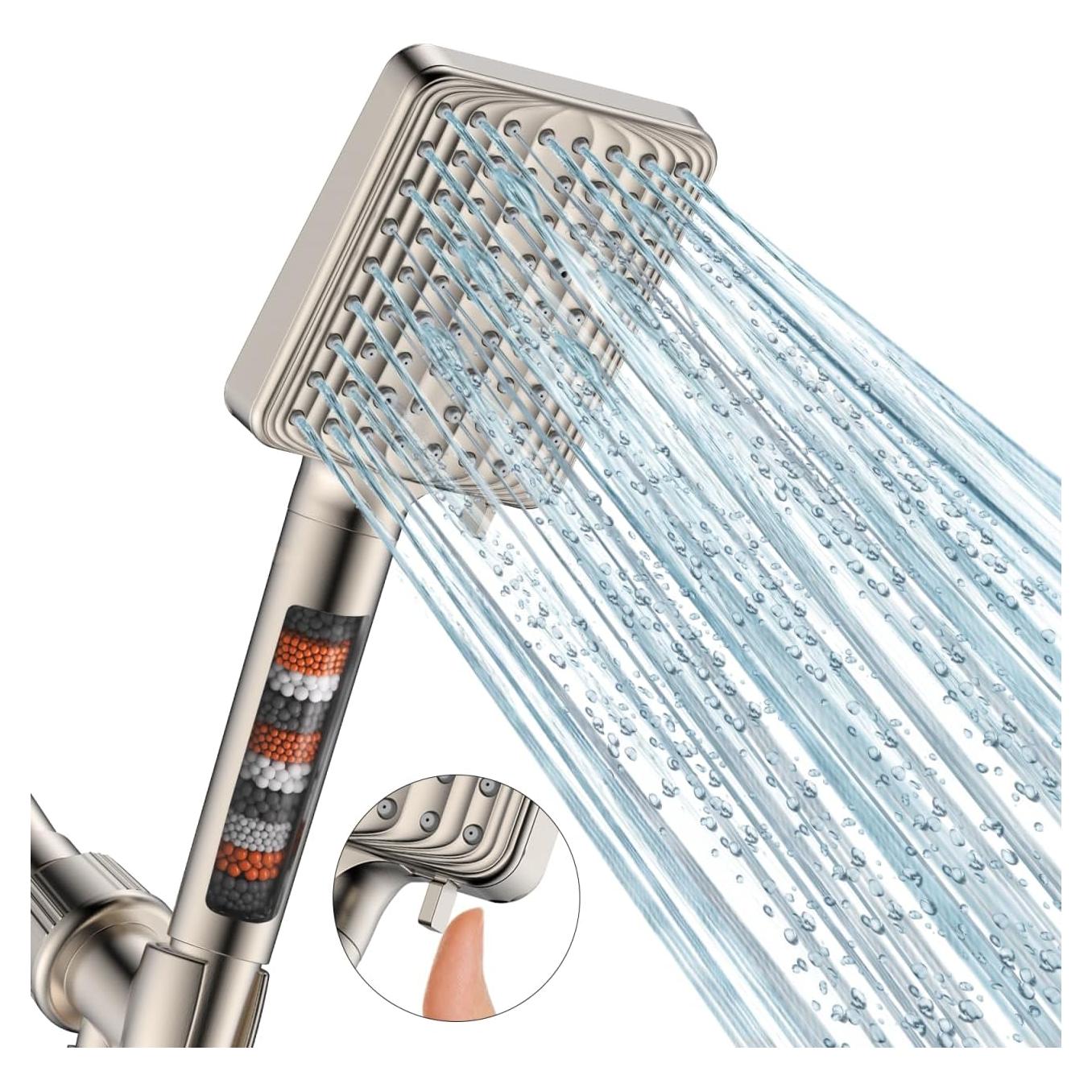 Cabezal de Ducha Filtrado MakeFit - Alta Presión 6 Modos Níquel