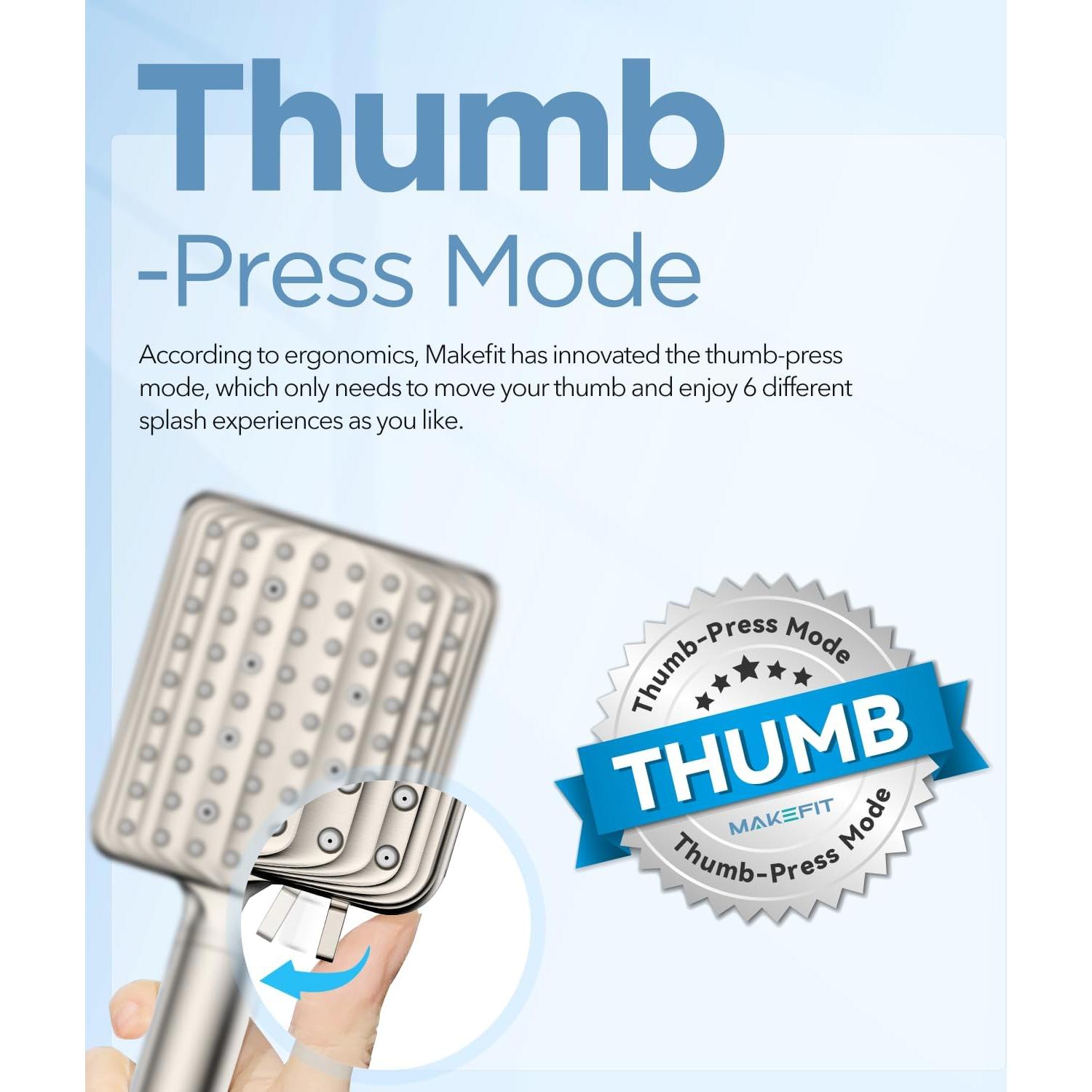 Cabezal de Ducha Filtrado MakeFit - Alta Presión 6 Modos Níquel