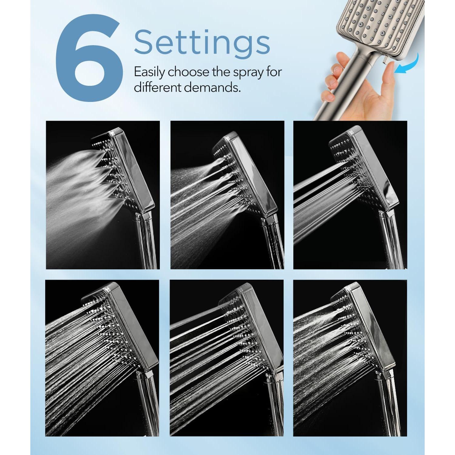 Cabezal de Ducha Filtrado MakeFit - Alta Presión 6 Modos Níquel